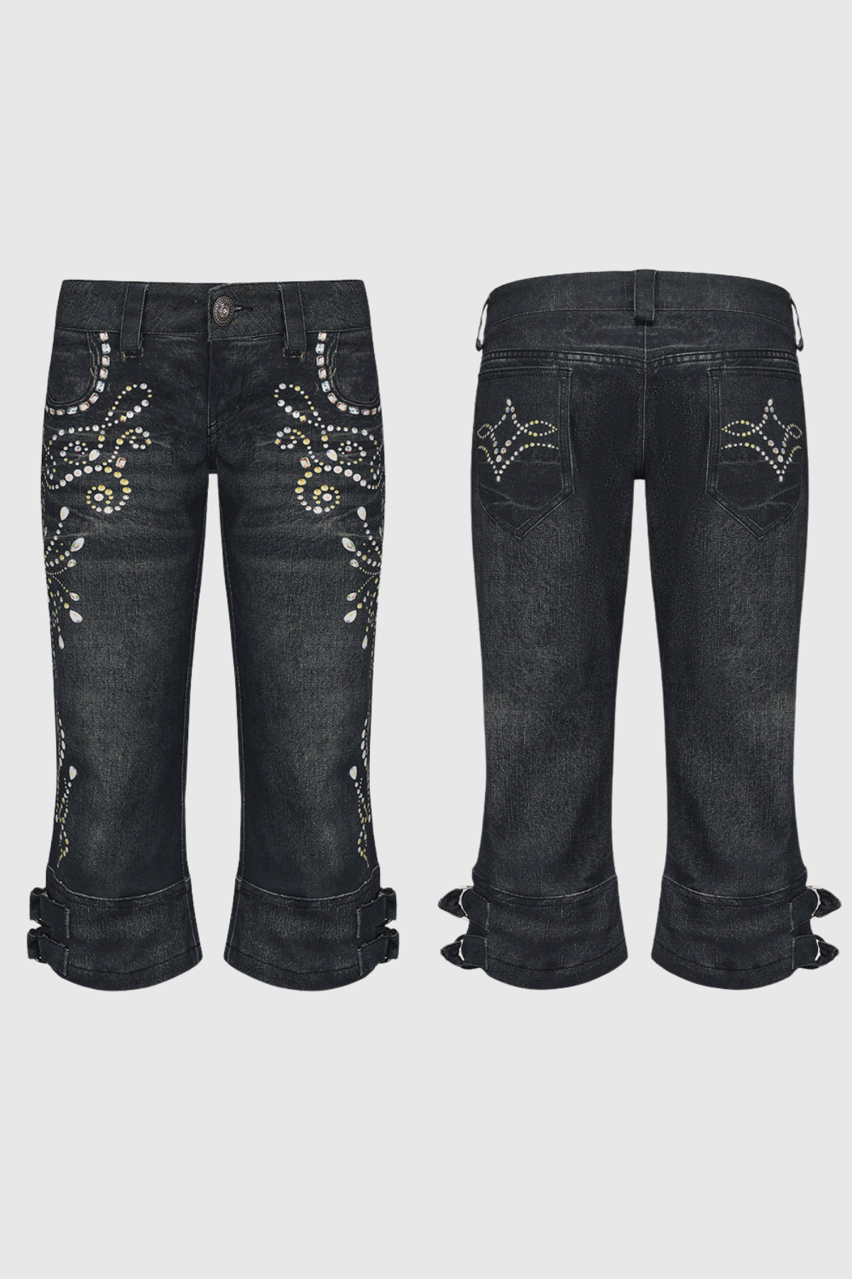 Fengying Print Buckle Capri Jeans