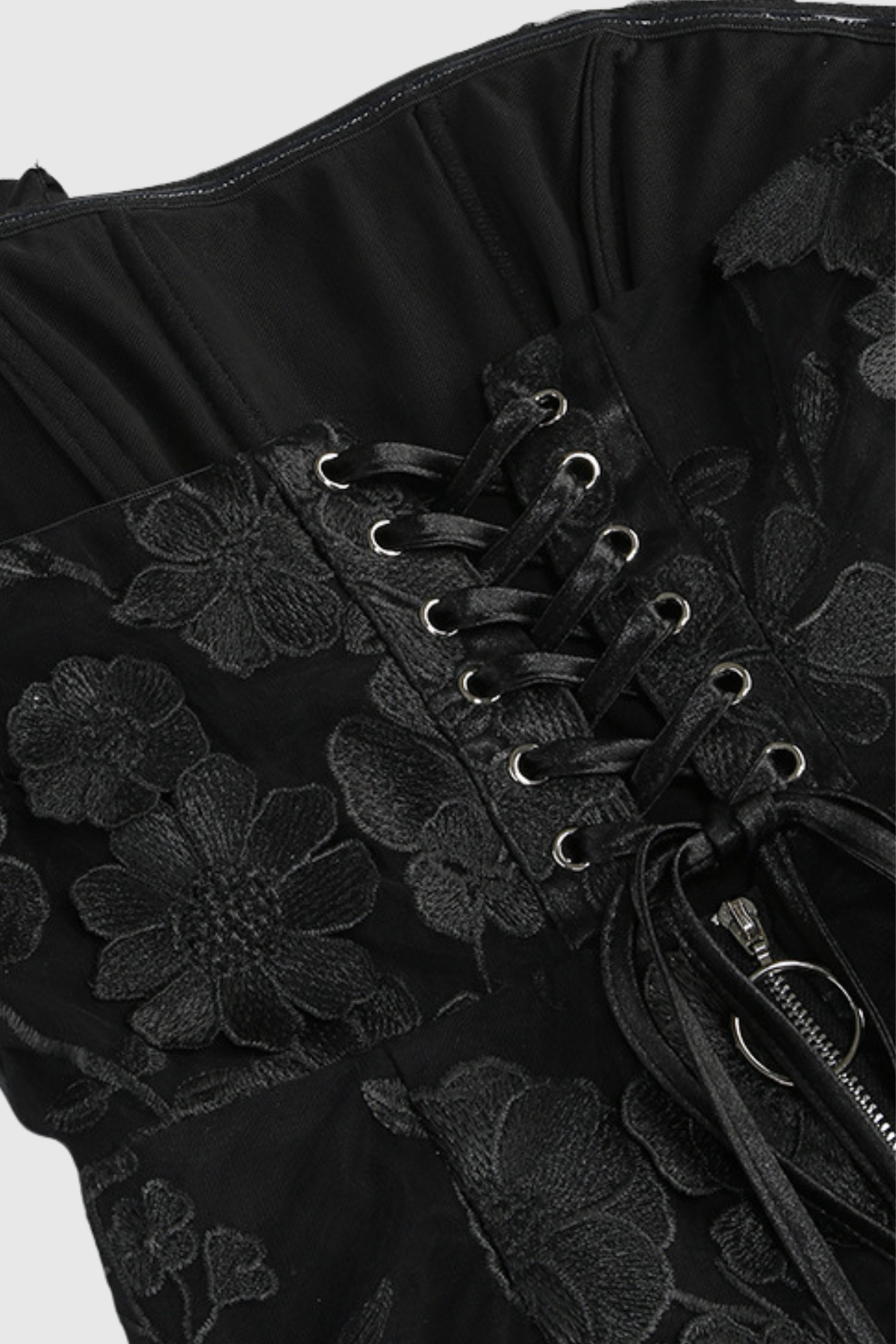 Fenrir Strapless Flower Lace Up Mini Dress