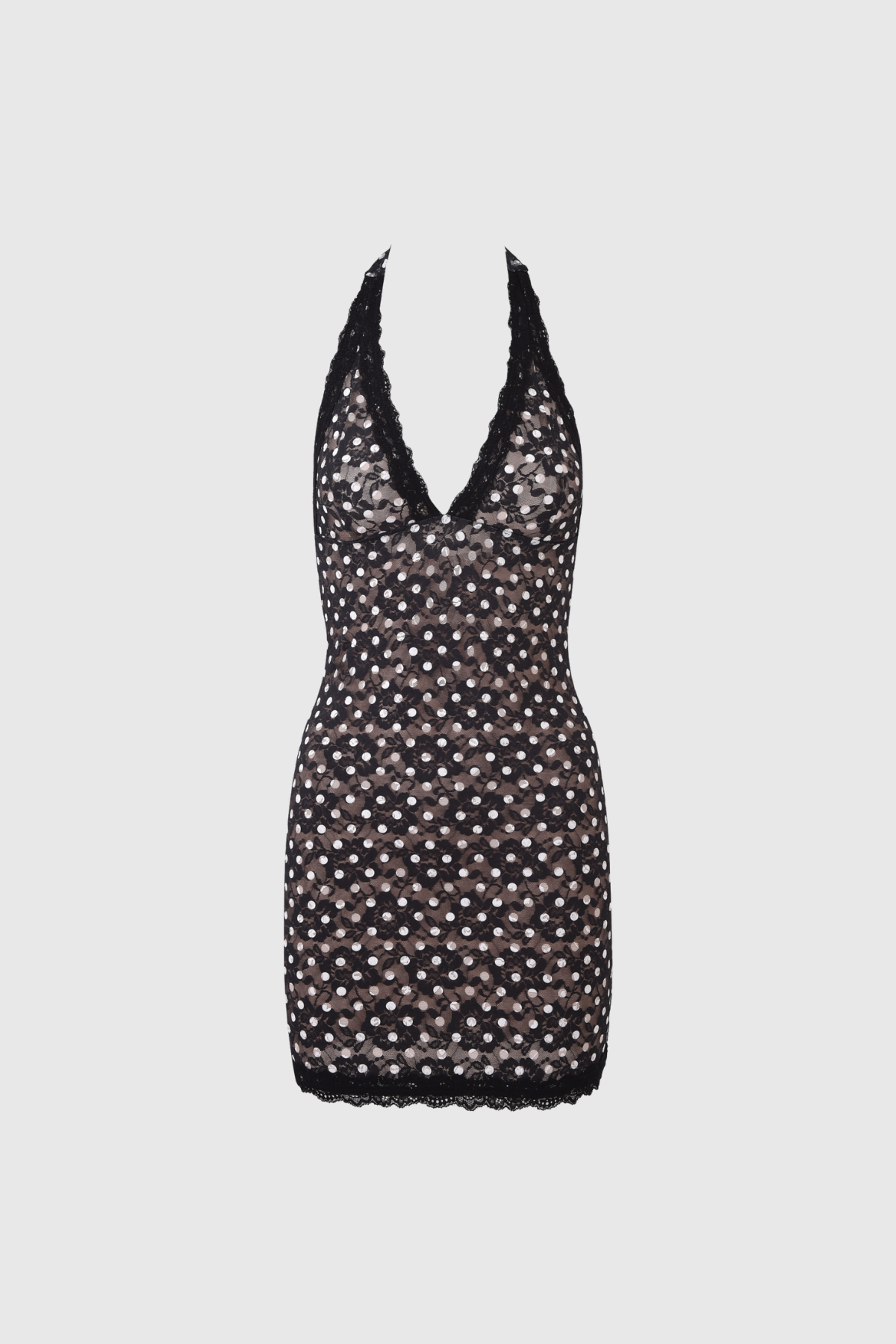 Feodor Halter Neck Dot Mini Dress