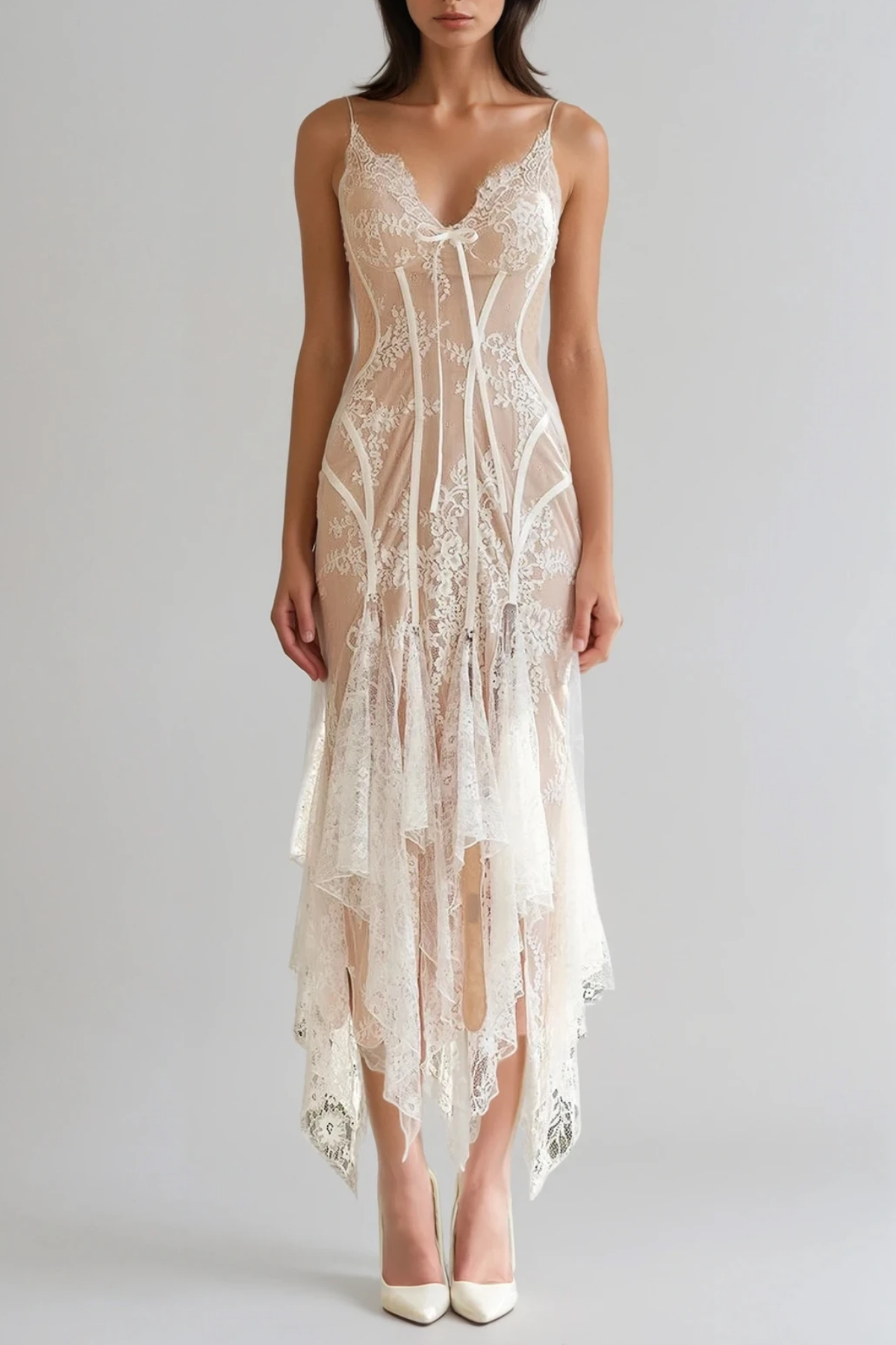 Feodora Flared Lace Midi Dress