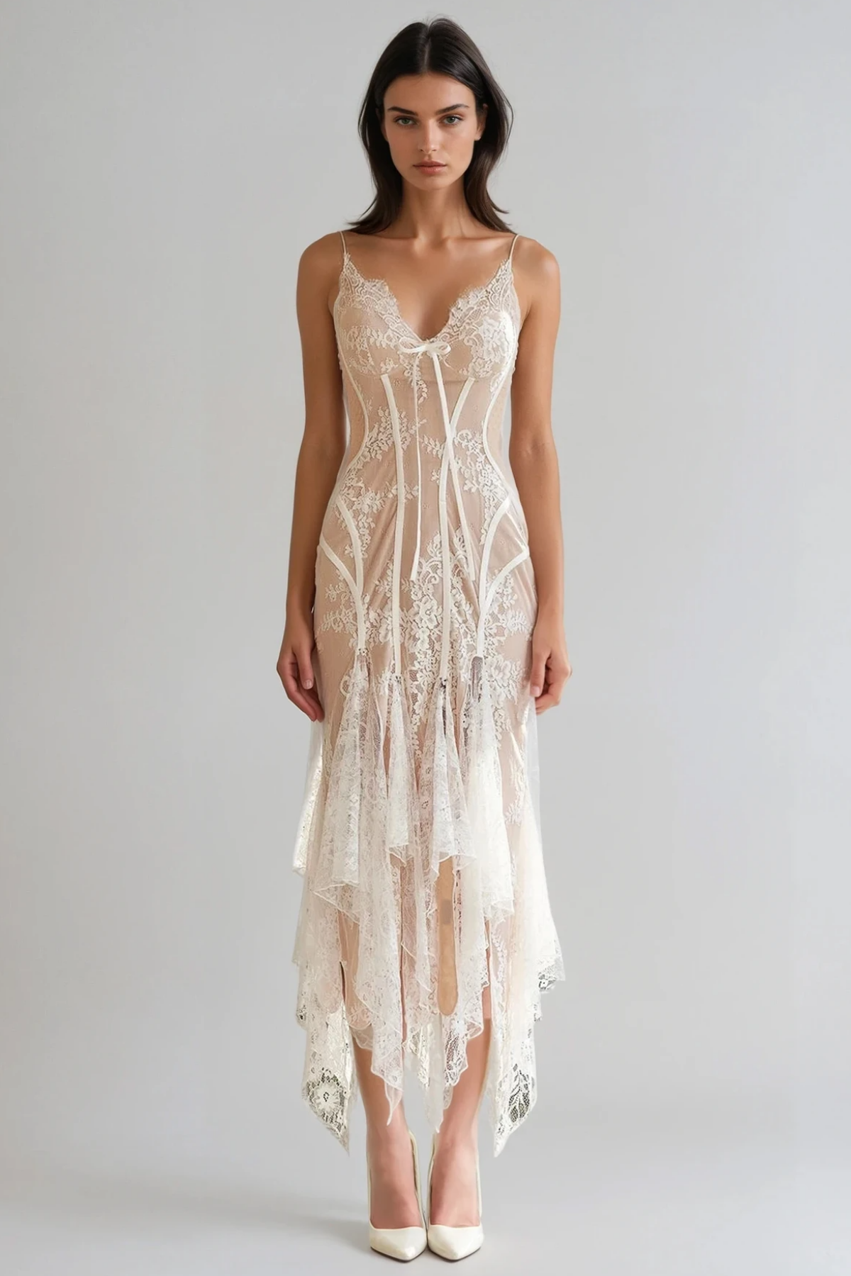 Feodora Flared Lace Midi Dress