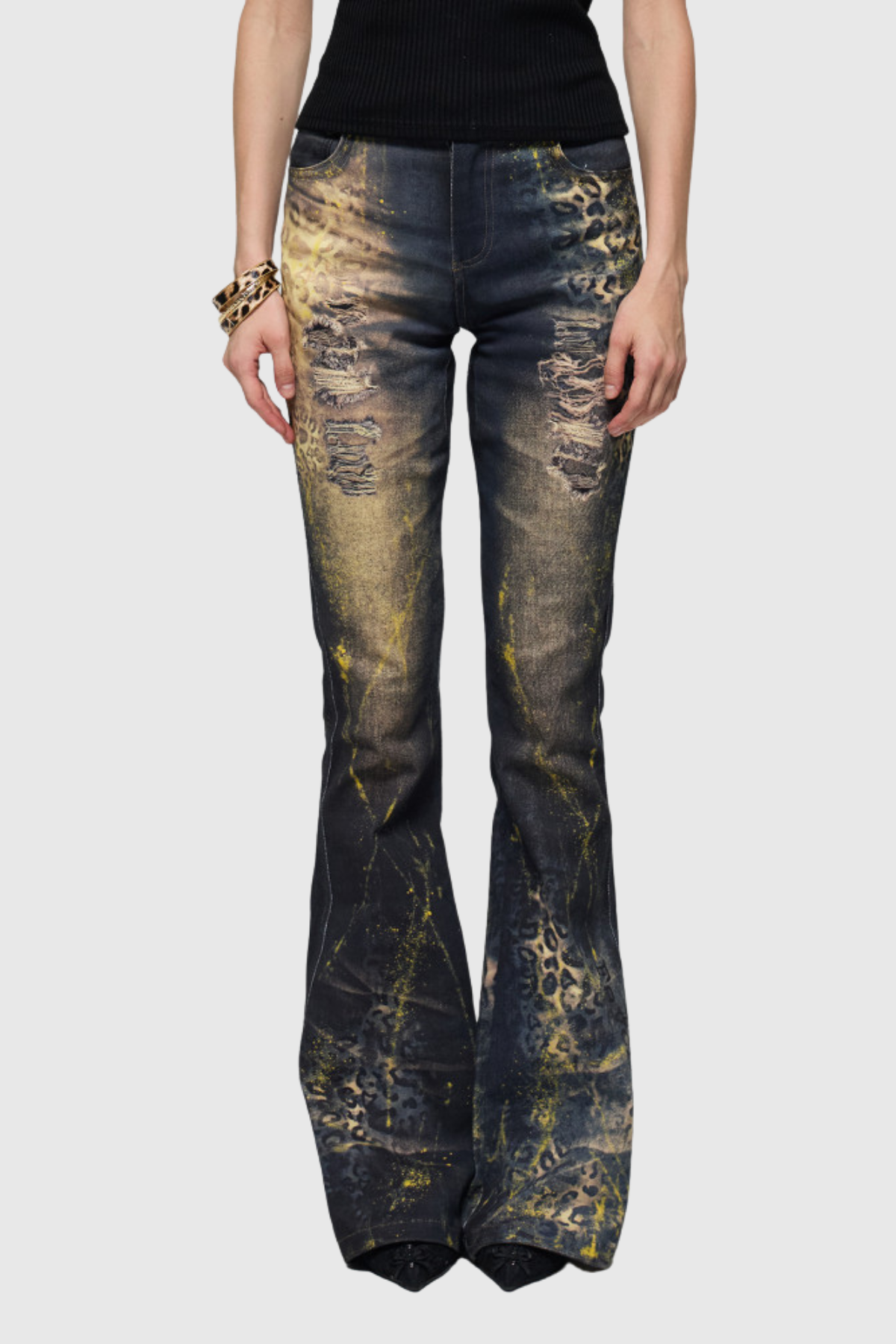 Feofilakt Splattered Bootcut Jeans