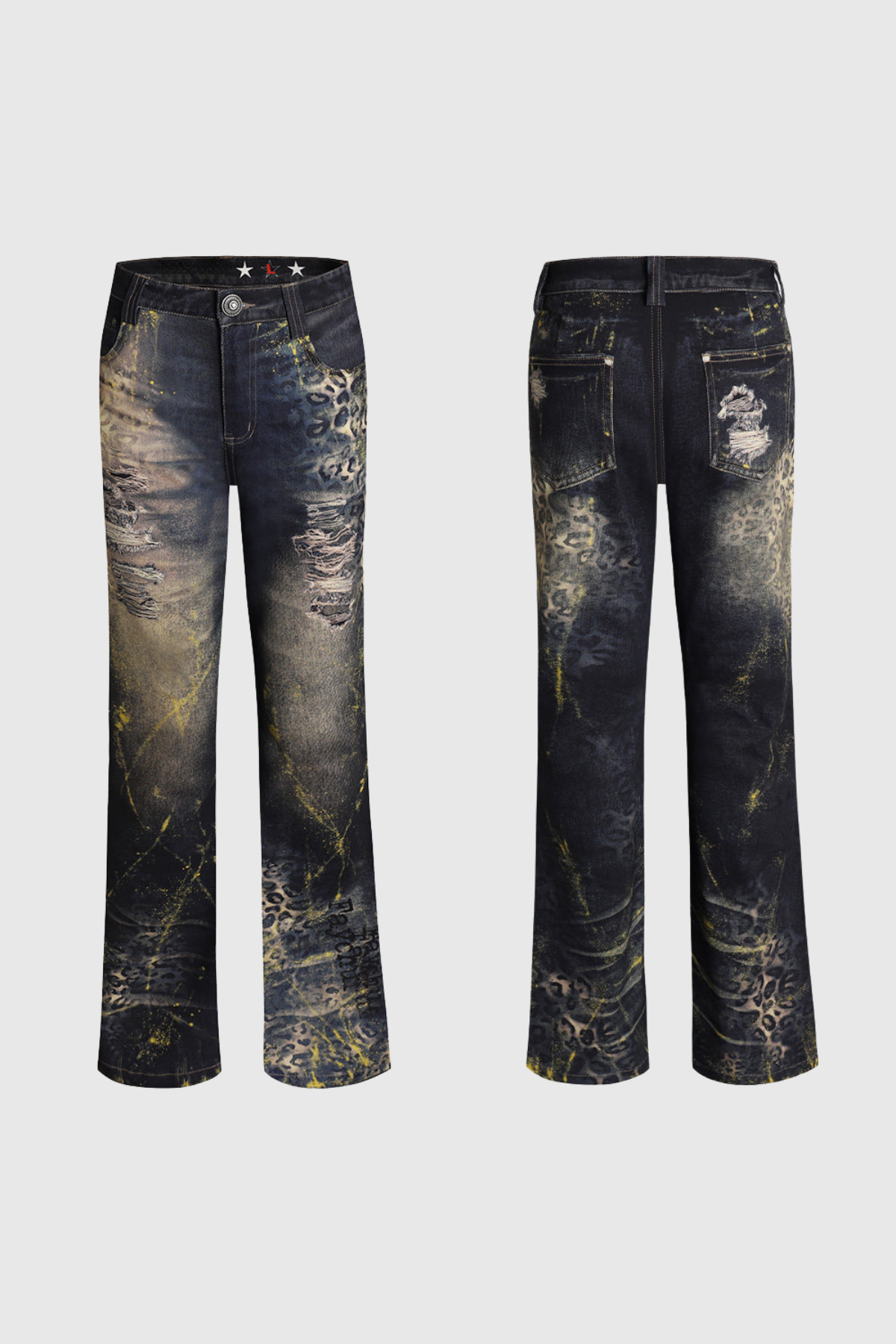 Feofilakt Splattered Bootcut Jeans