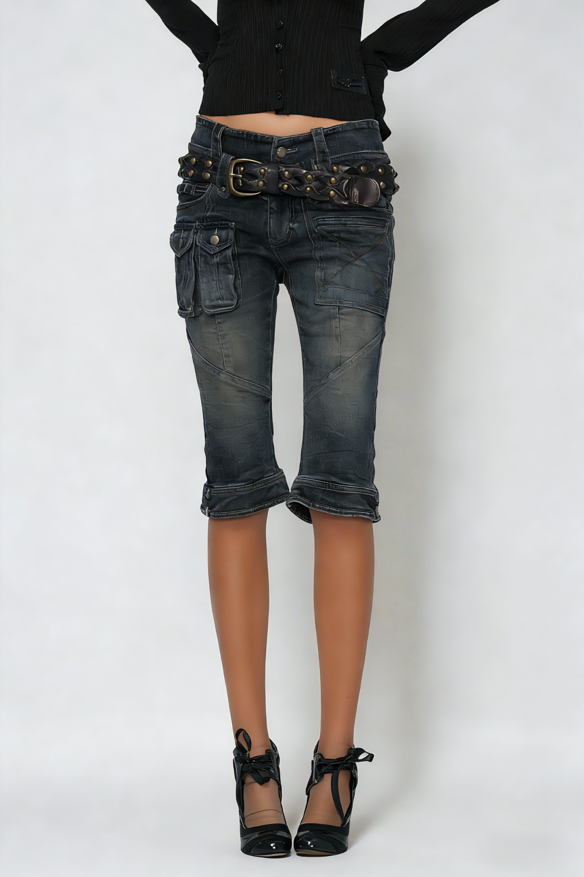 Feras Deconstruct Skinny Midi Jeans