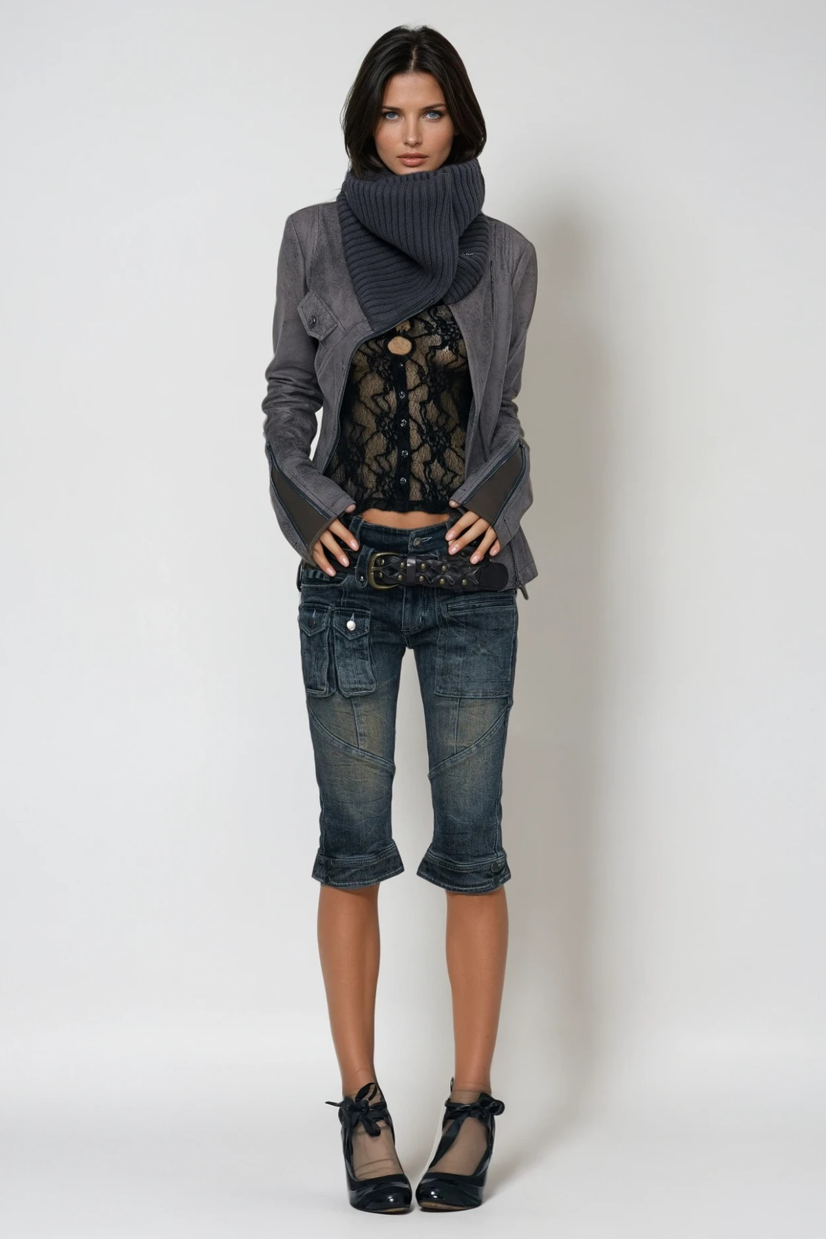 Feras Deconstruct Skinny Midi Jeans