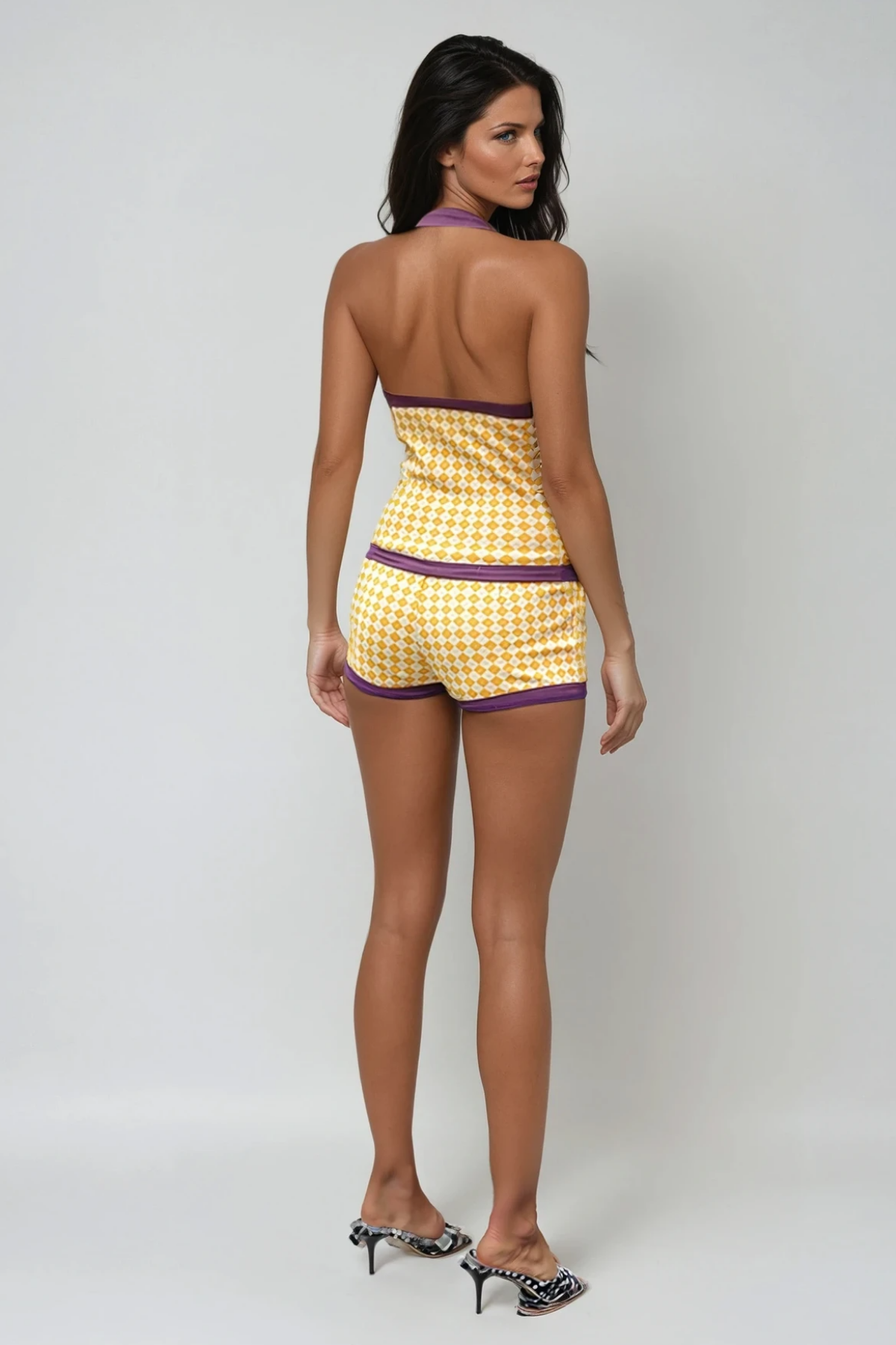 Ferdie Halter Neck Diamond Pattern Pants Set