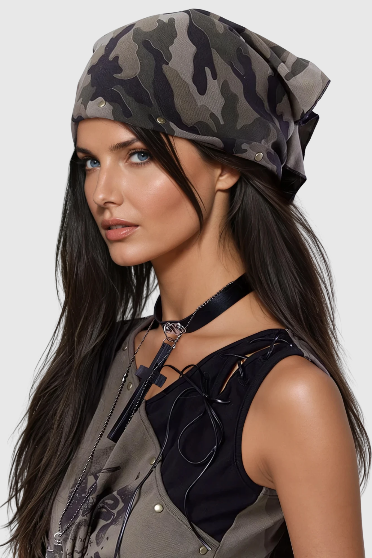 Ferdinanda Lace Up Camouflage Capri Jeans