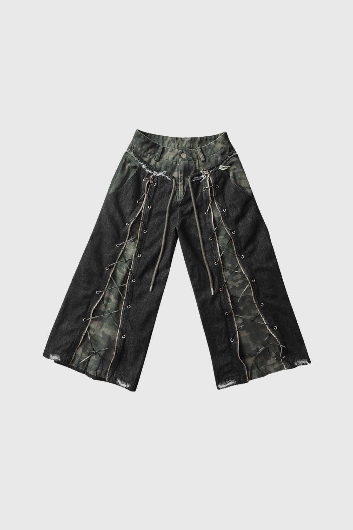 Ferdinanda Lace Up Camouflage Capri Jeans