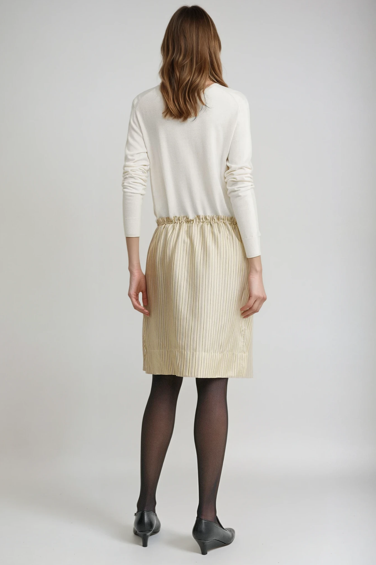 Ferdinando Stripe Drawstring Mini Skirt In Apricot