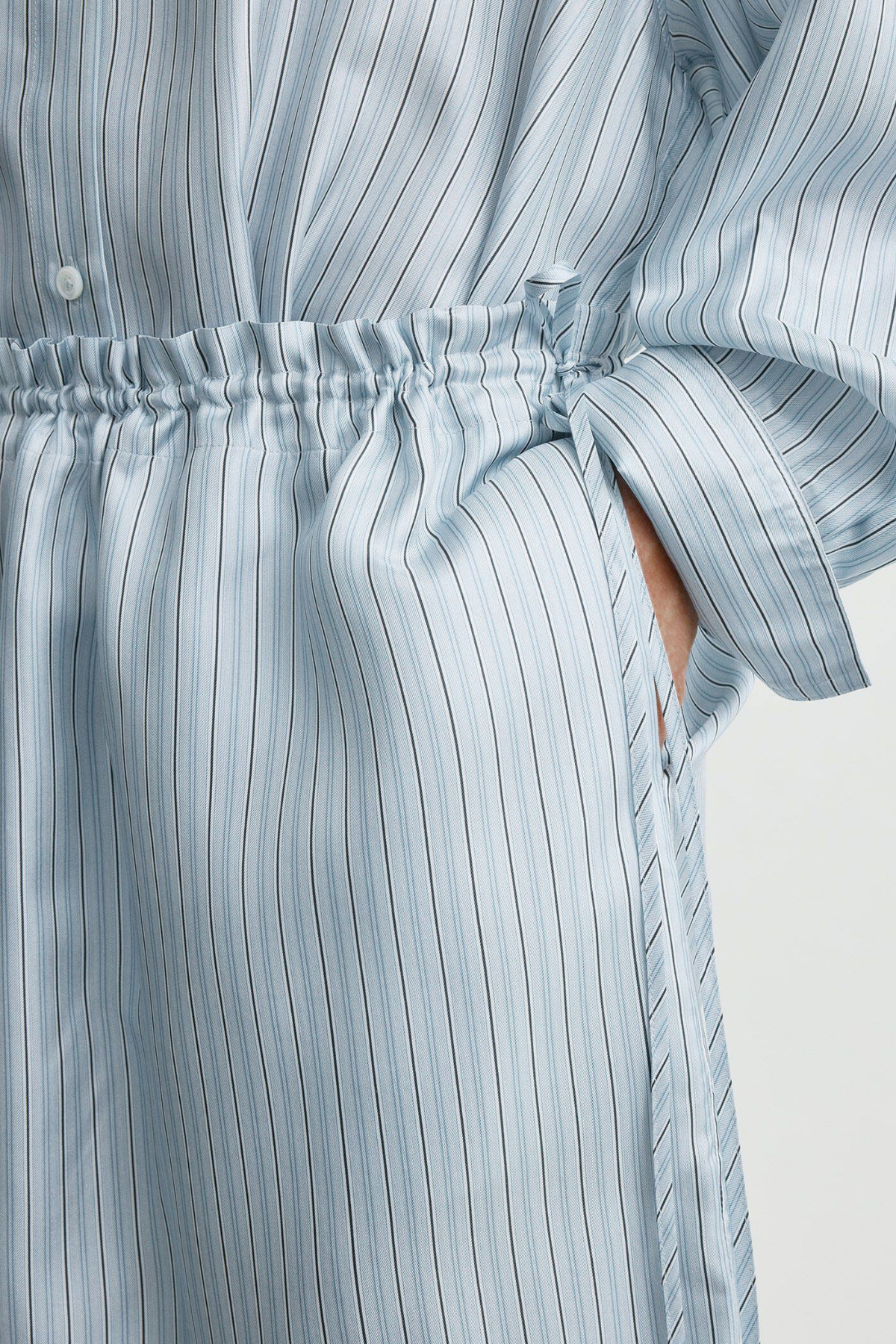 Ferdinando Stripe Drawstring Mini Skirt In Baby Blue