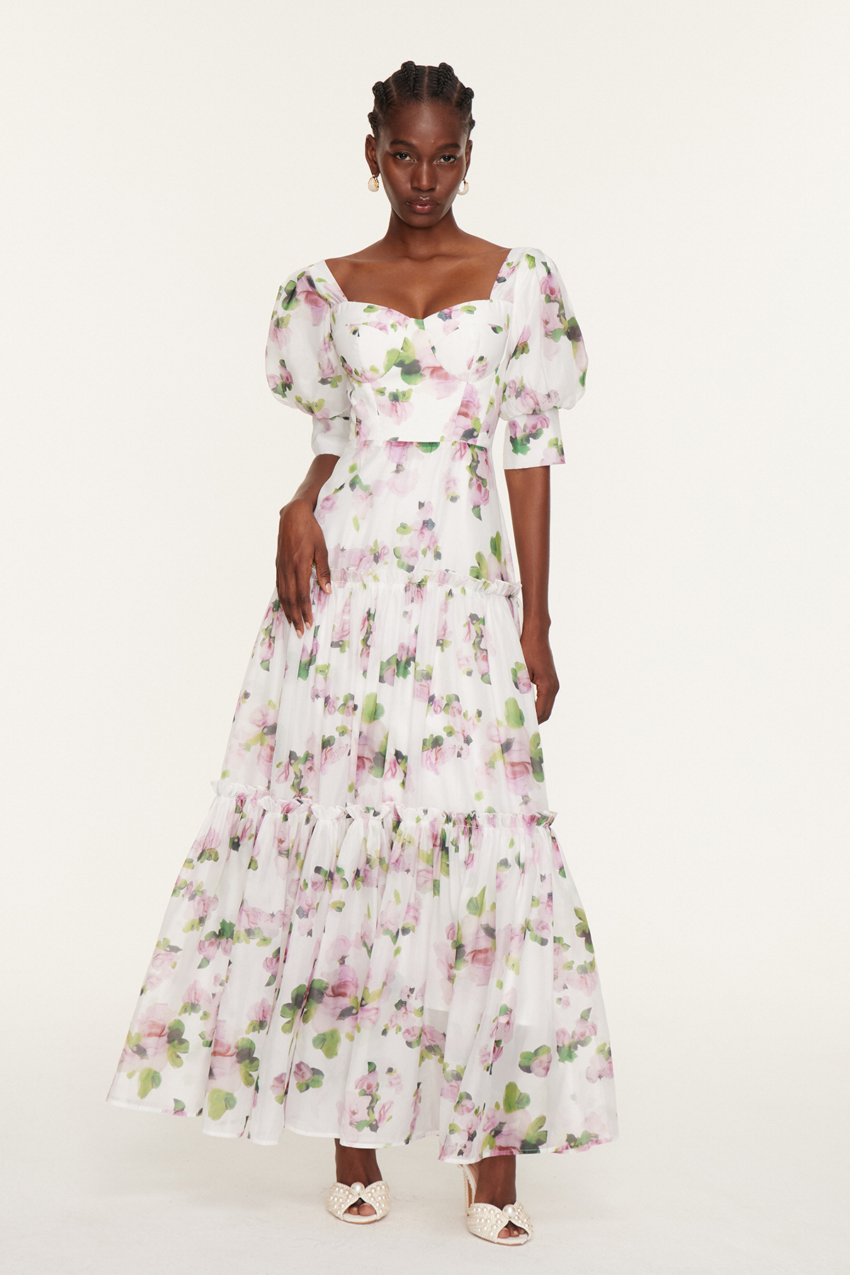 Ferdous Puff Sleeve Floral Maxi Dress