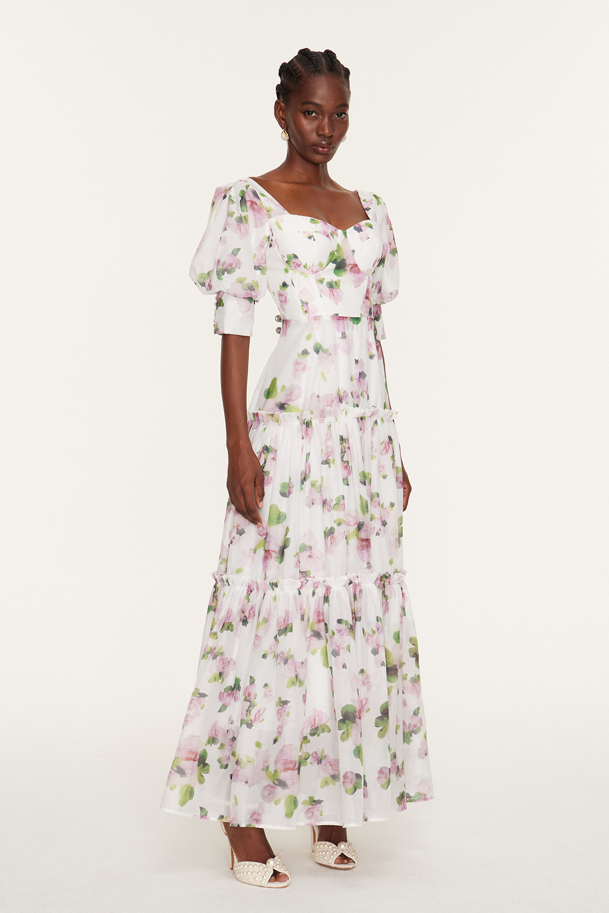 Ferdous Puff Sleeve Floral Maxi Dress