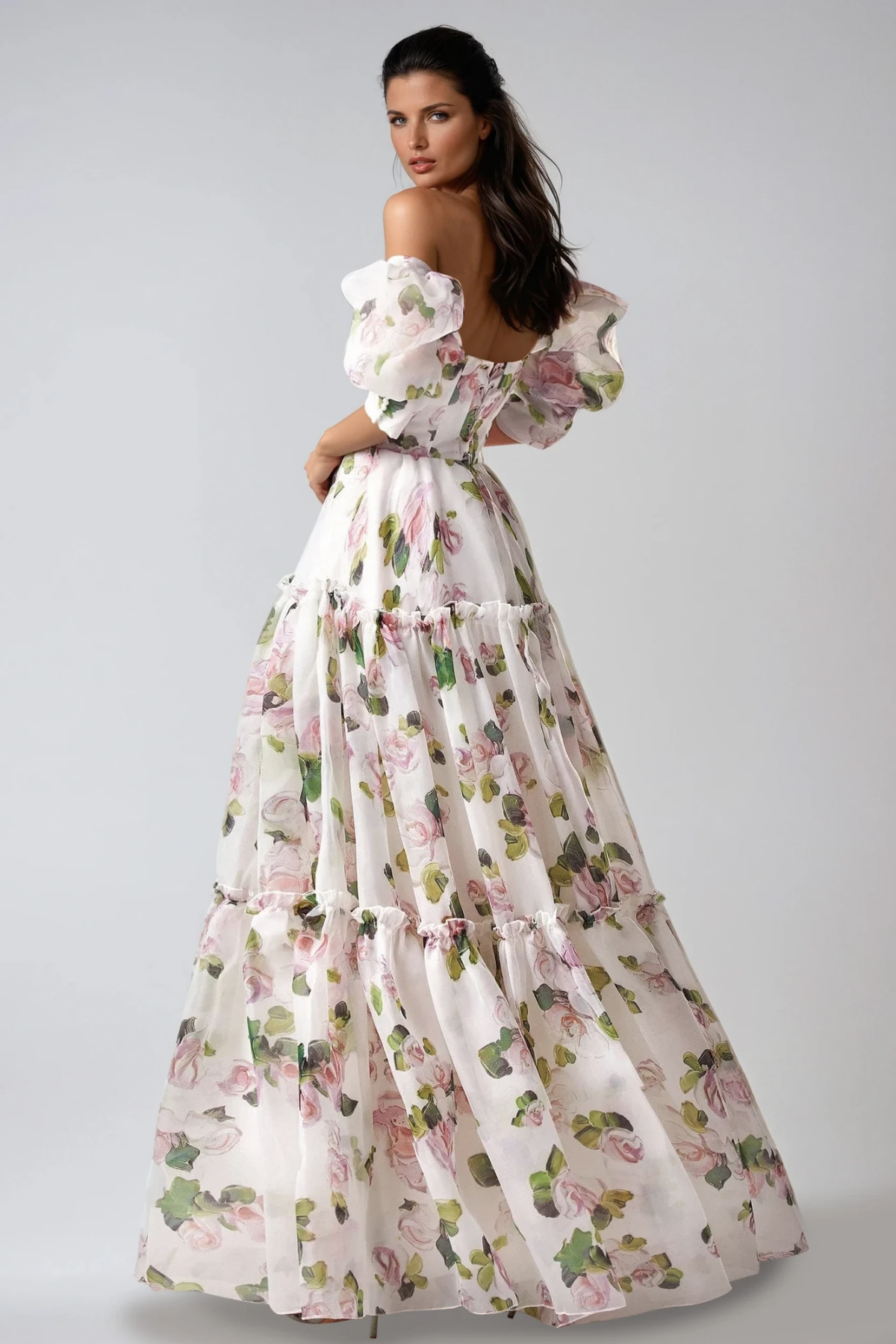 Ferdous Puff Sleeve Floral Maxi Dress