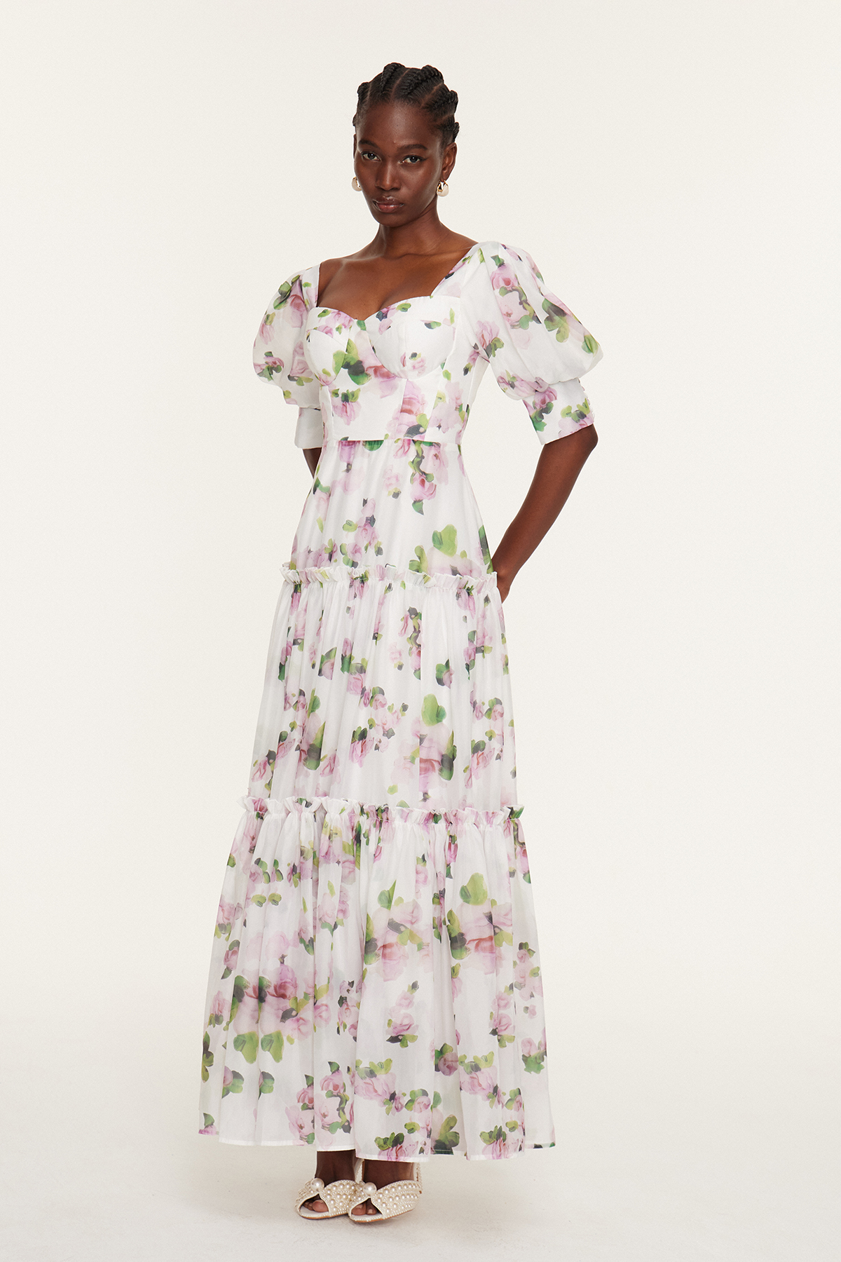 Ferdous Puff Sleeve Floral Maxi Dress