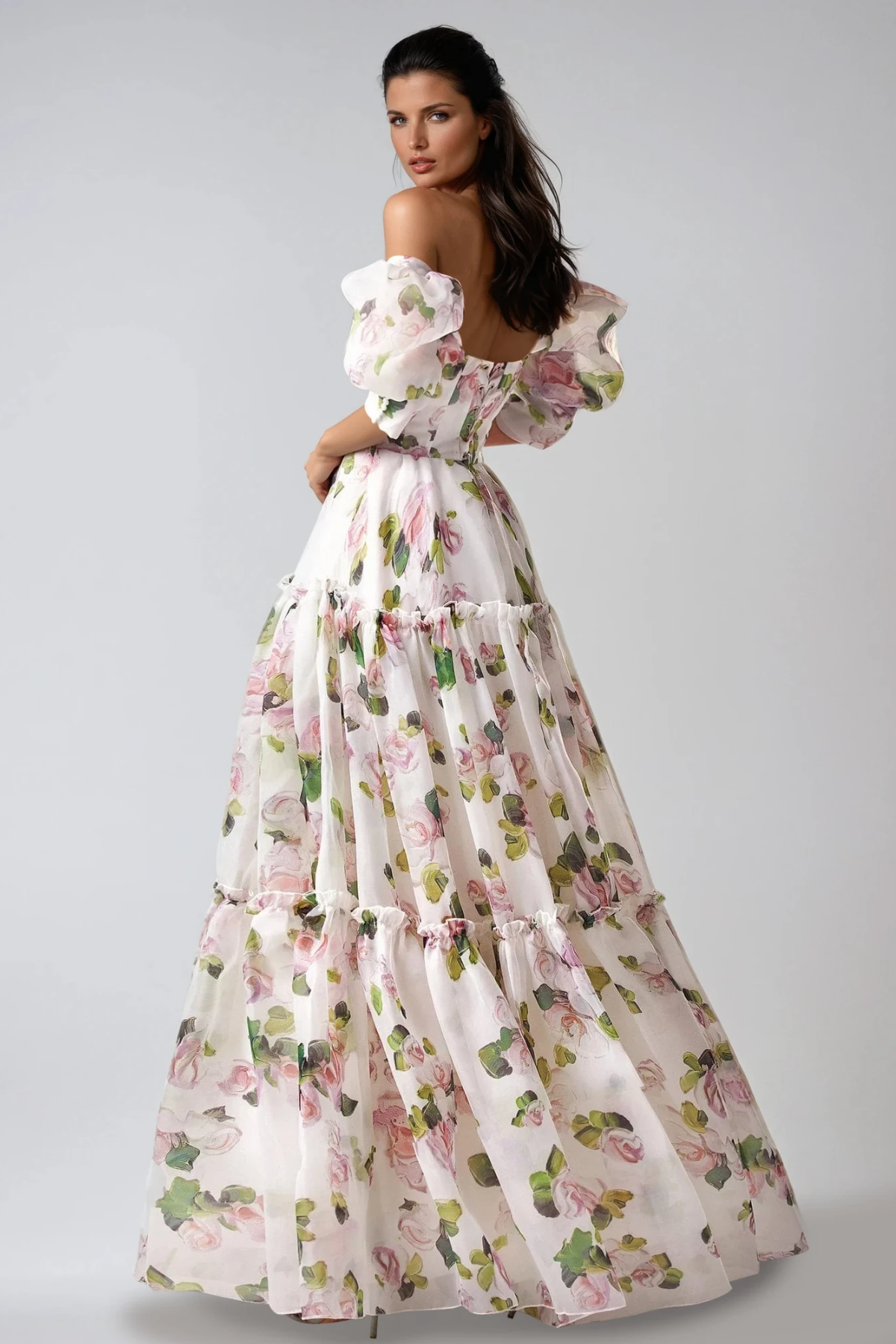 Ferdous Puff Sleeve Floral Maxi Dress