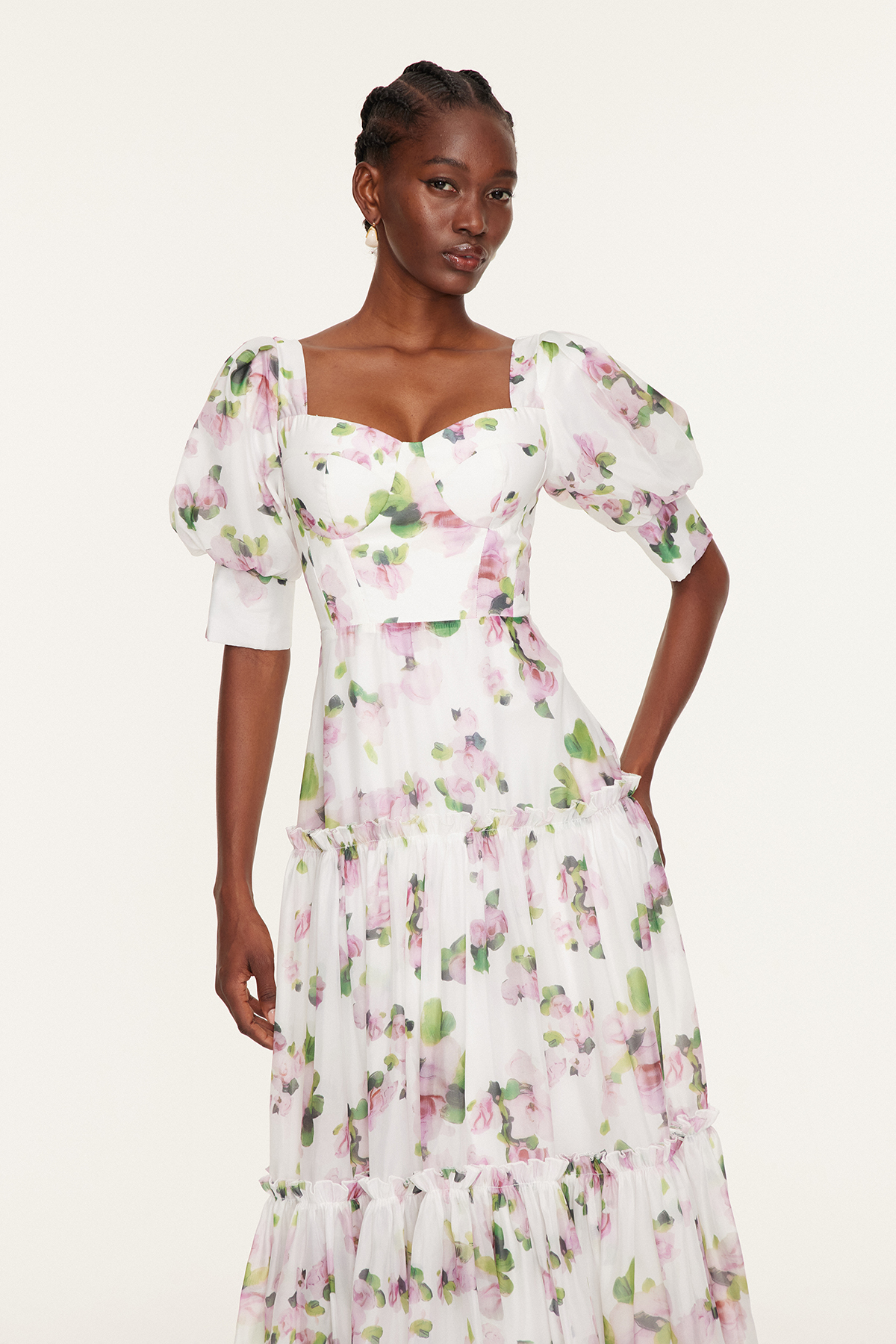 Ferdous Puff Sleeve Floral Maxi Dress