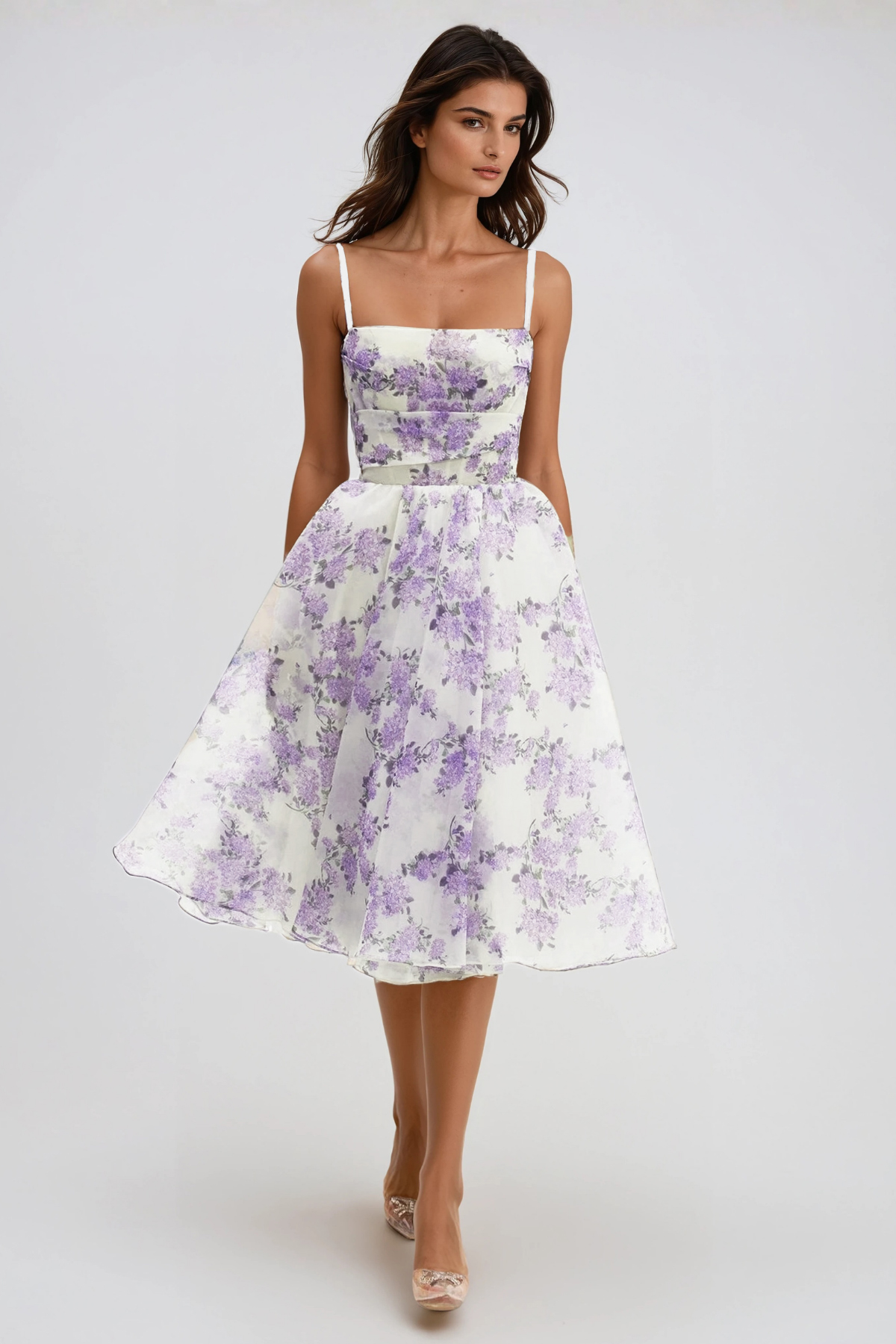  Ferdous Spaghetti Floral Midi Dress