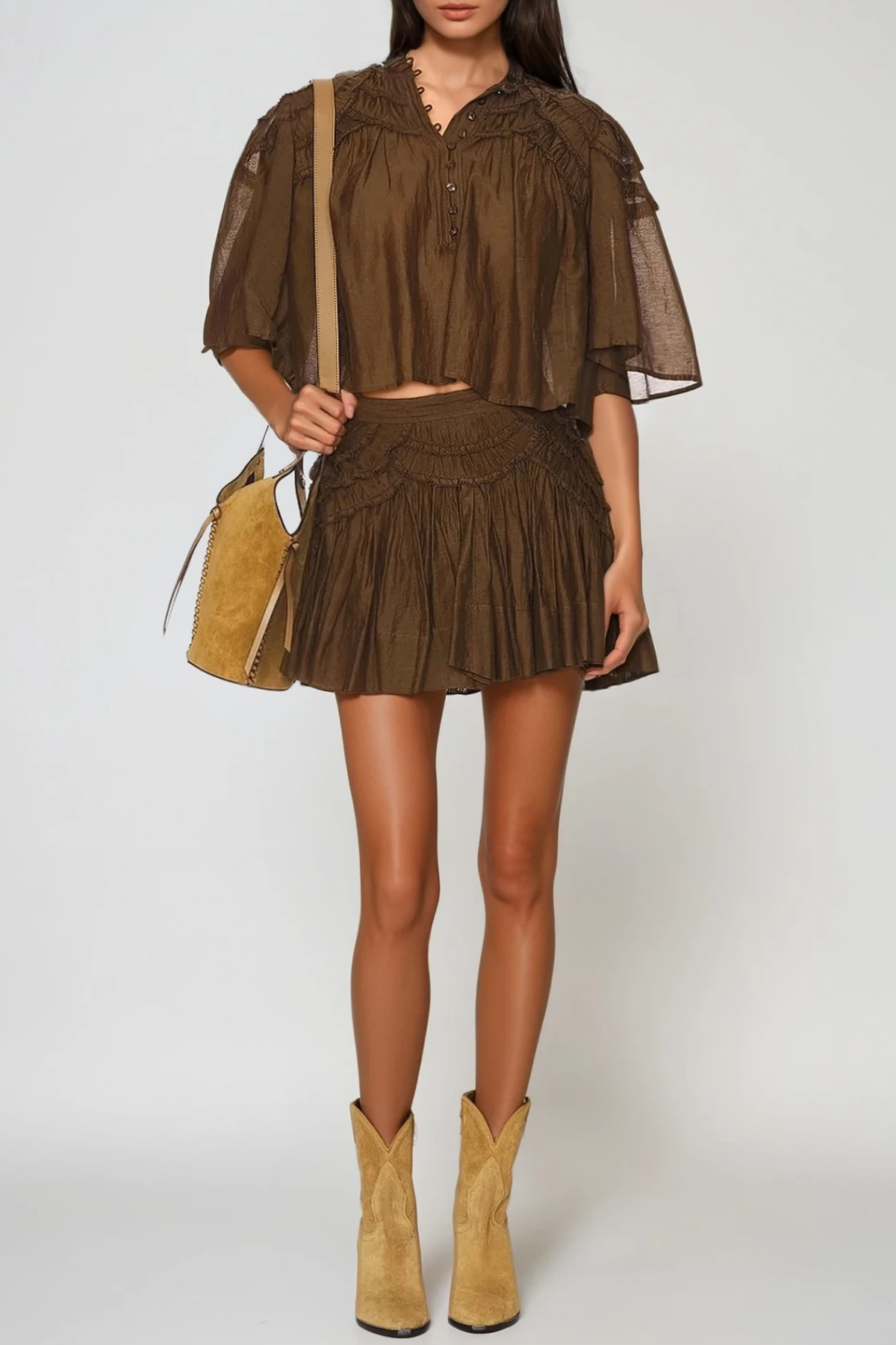 Fereydun Ruffle Ruch Skirt Set