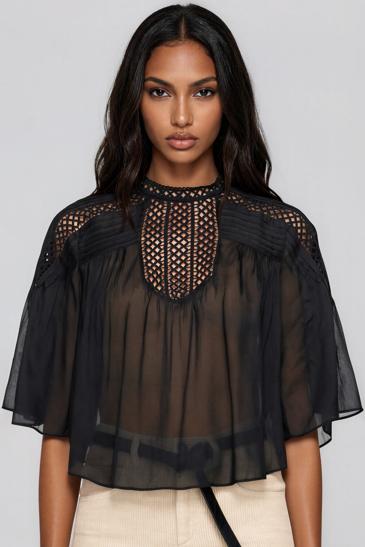Fergal Cutout Mesh Ruch Top