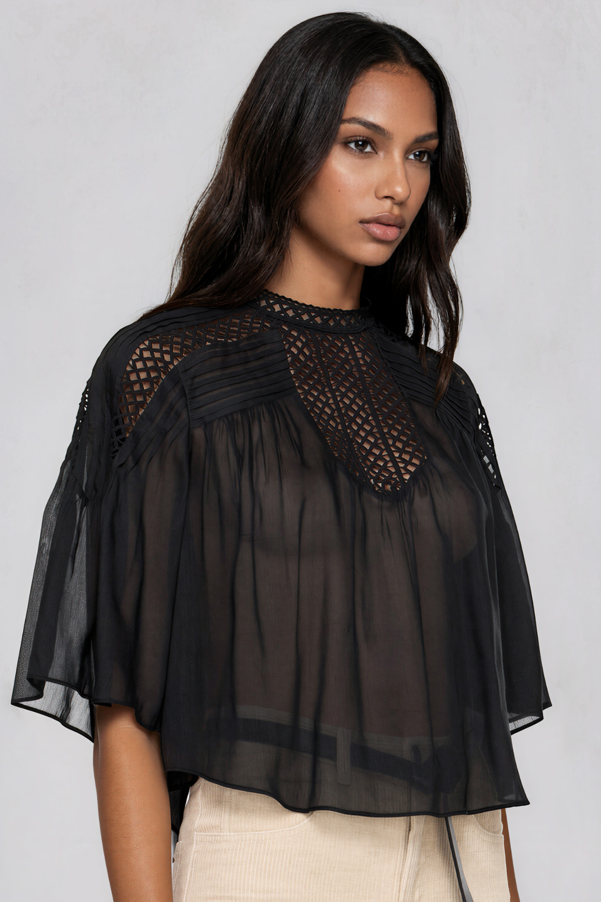Fergal Cutout Mesh Ruch Top