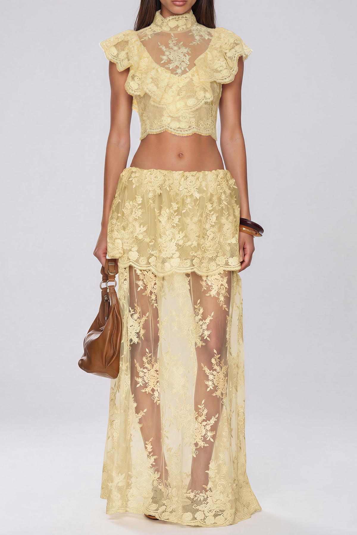 Fergal Lace Ruffle Floral Skirt Set  
