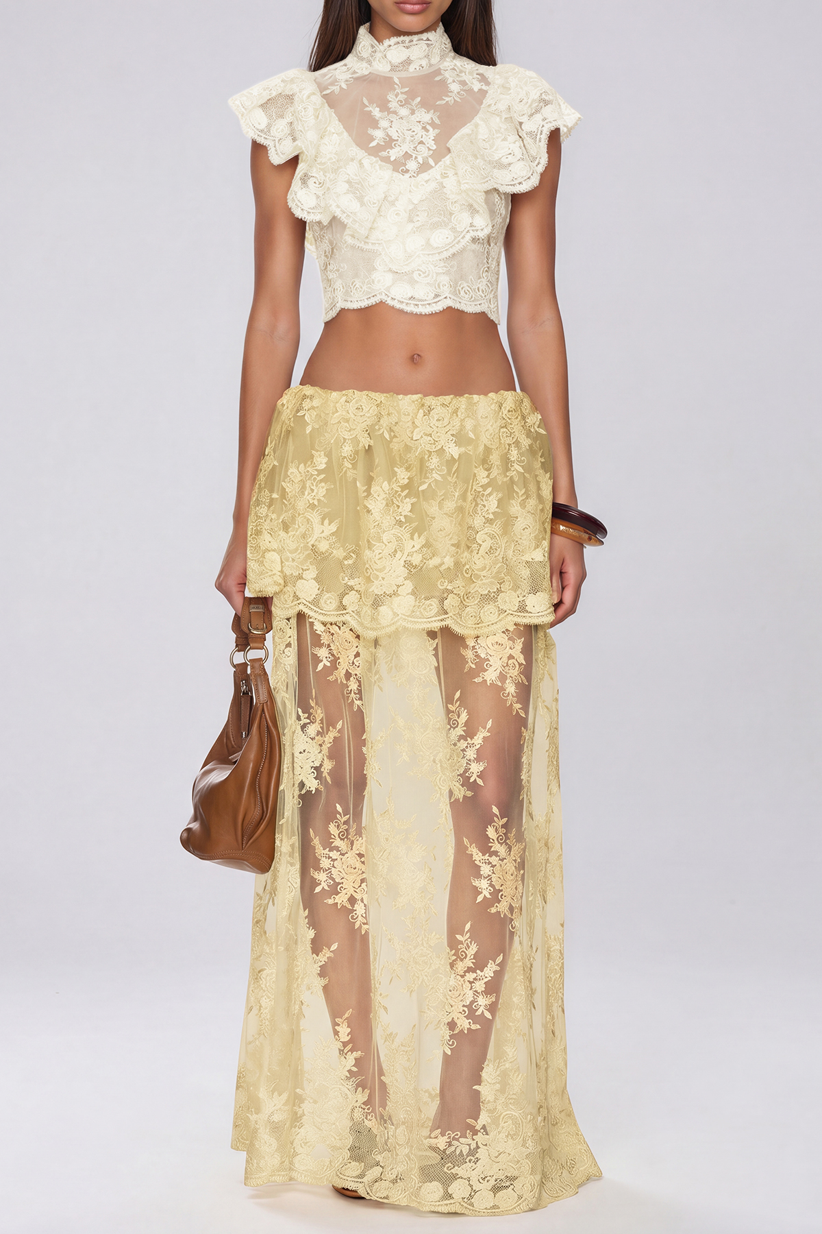 Fergal Lace Ruffle Floral Skirt Set  