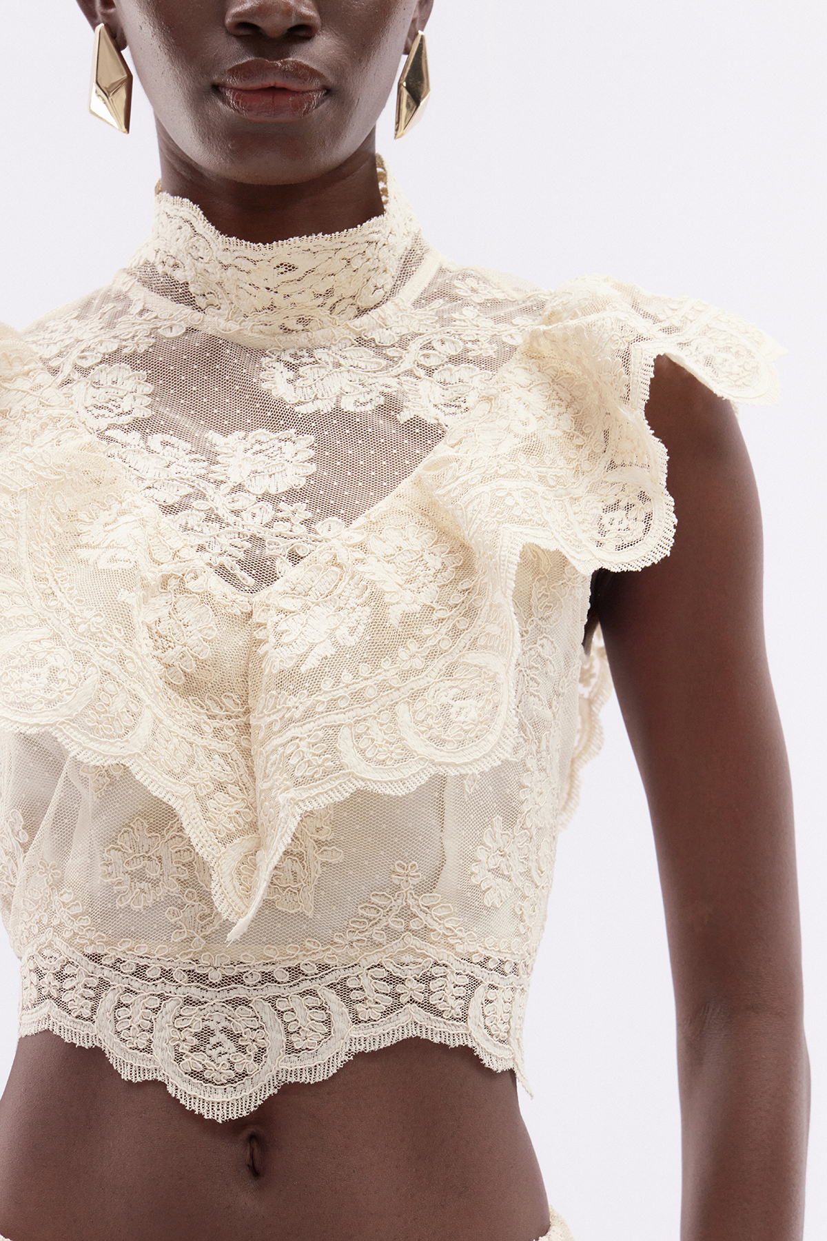 Fergal Lace Ruffle Floral Skirt Set  