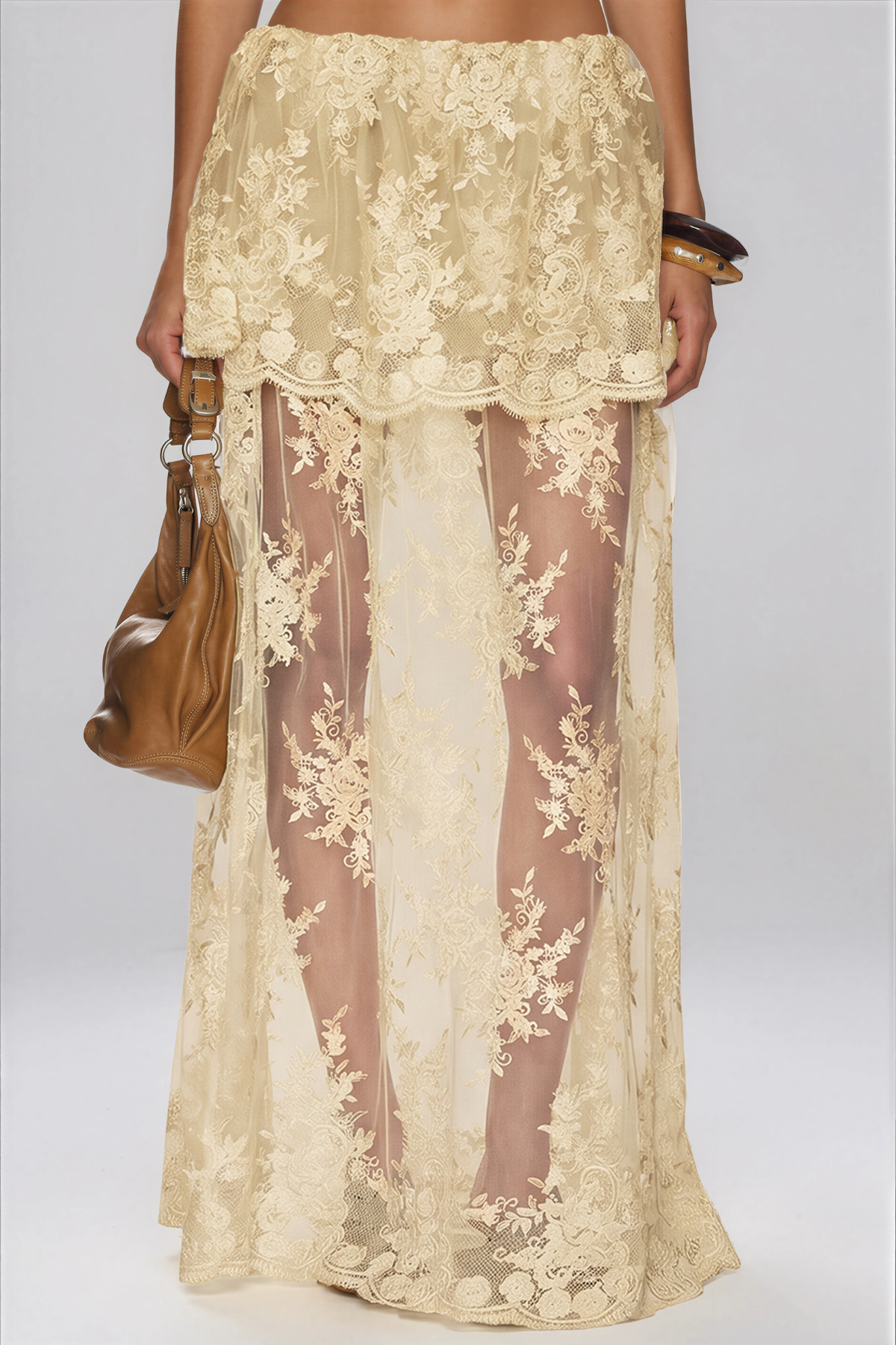 Fergal Lace Ruffle Floral Skirt Set  