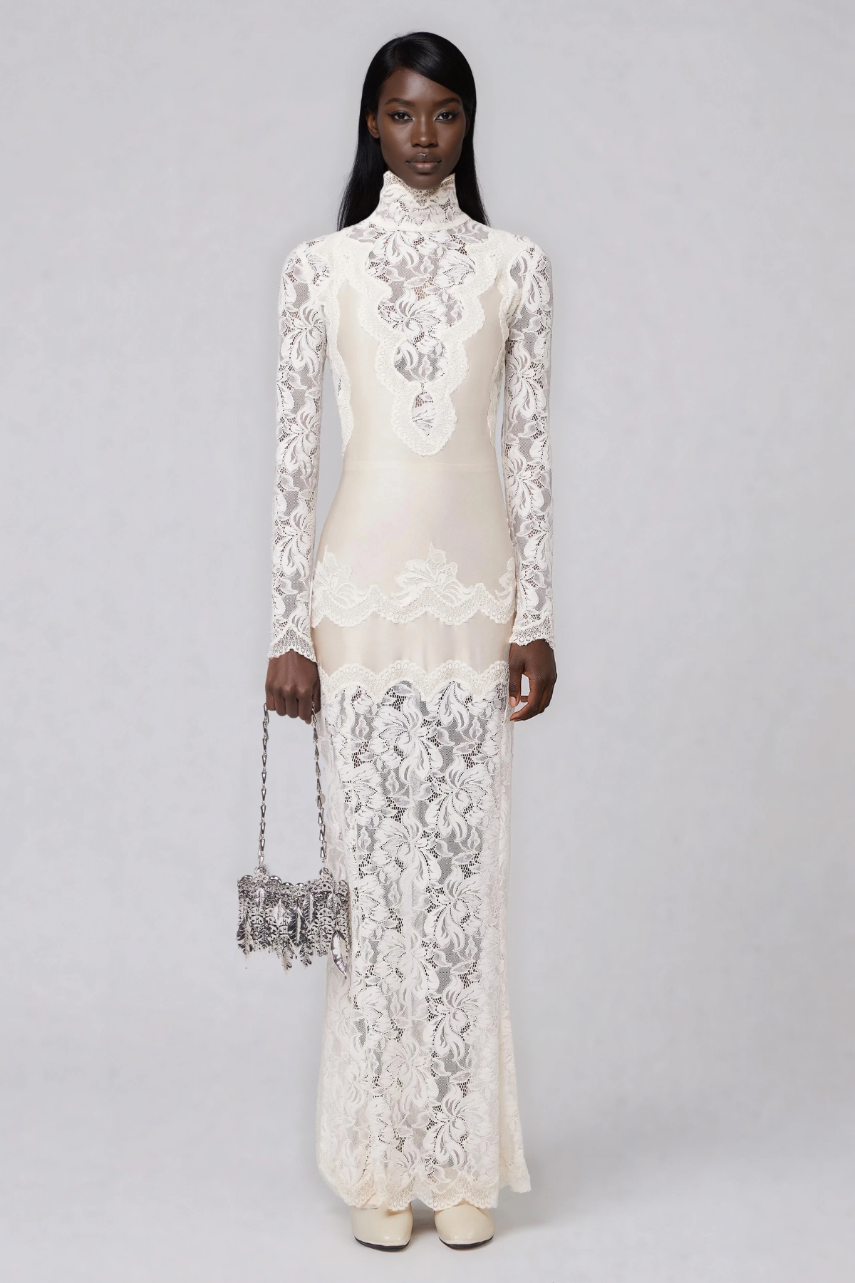 Fergus High Neck Lace Maxi Dress