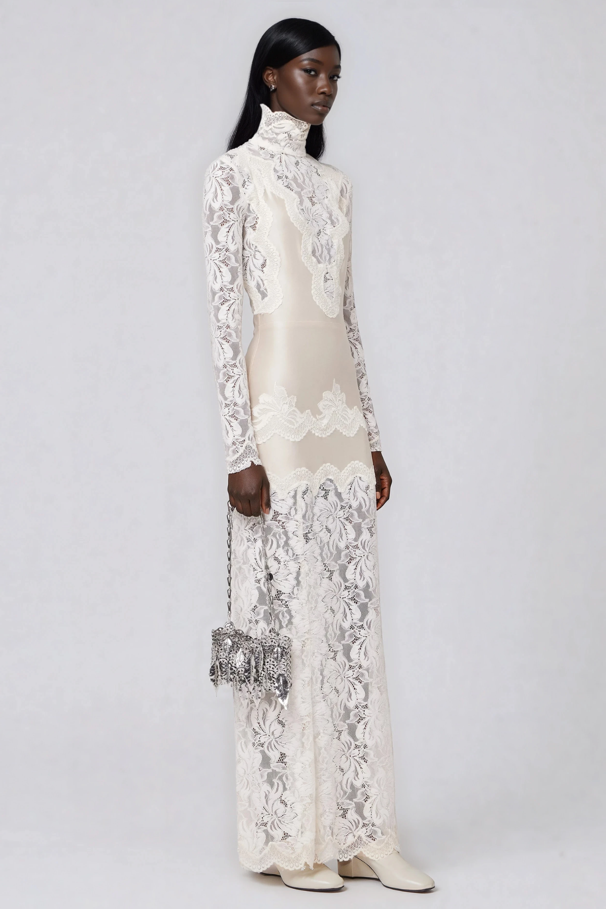 Fergus High Neck Lace Maxi Dress