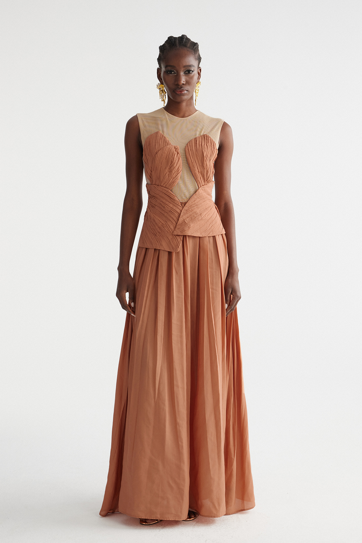 Feride Ruch Flower Mesh Maxi Dress