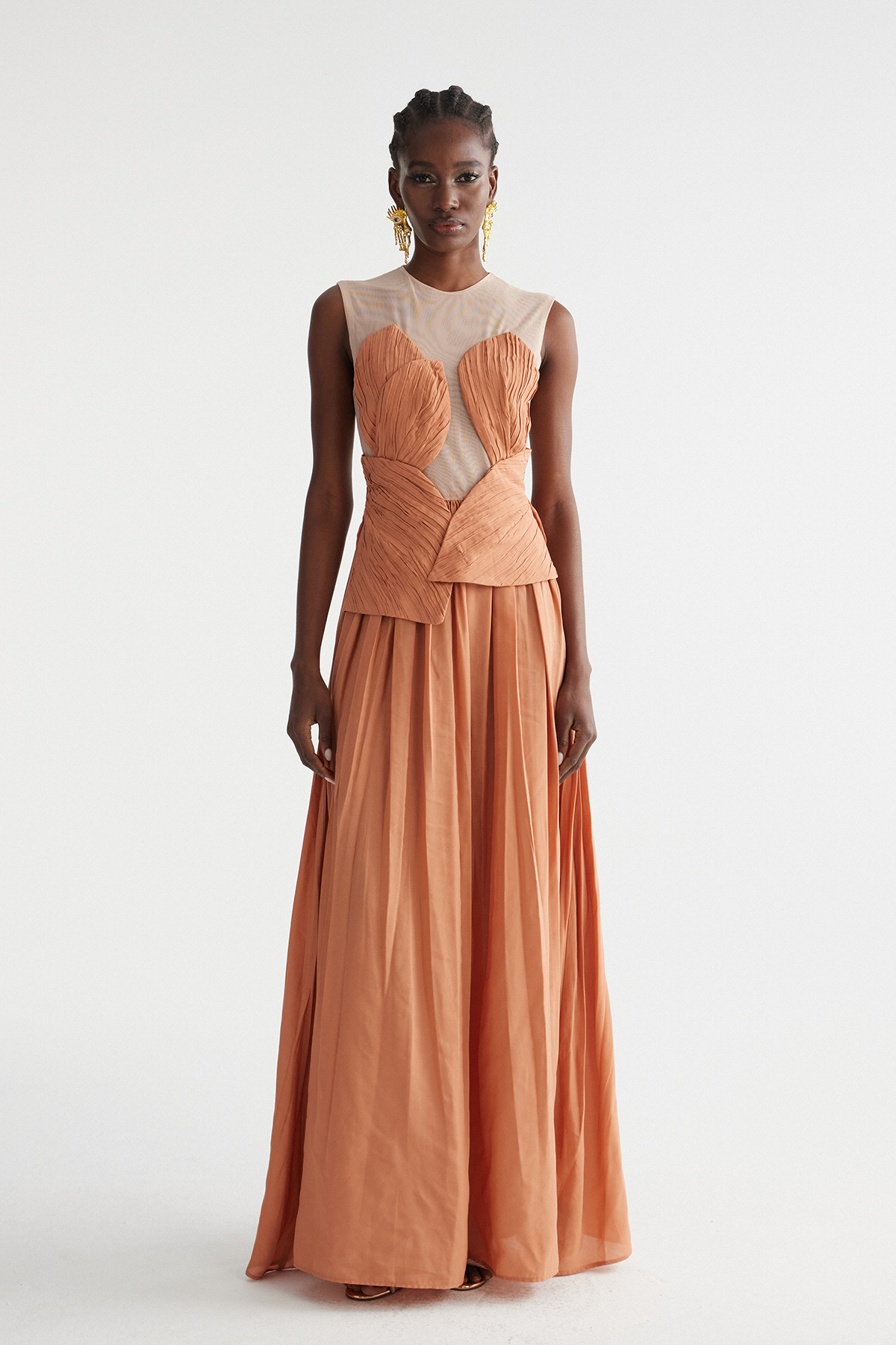 Feride Ruch Flower Mesh Maxi Dress