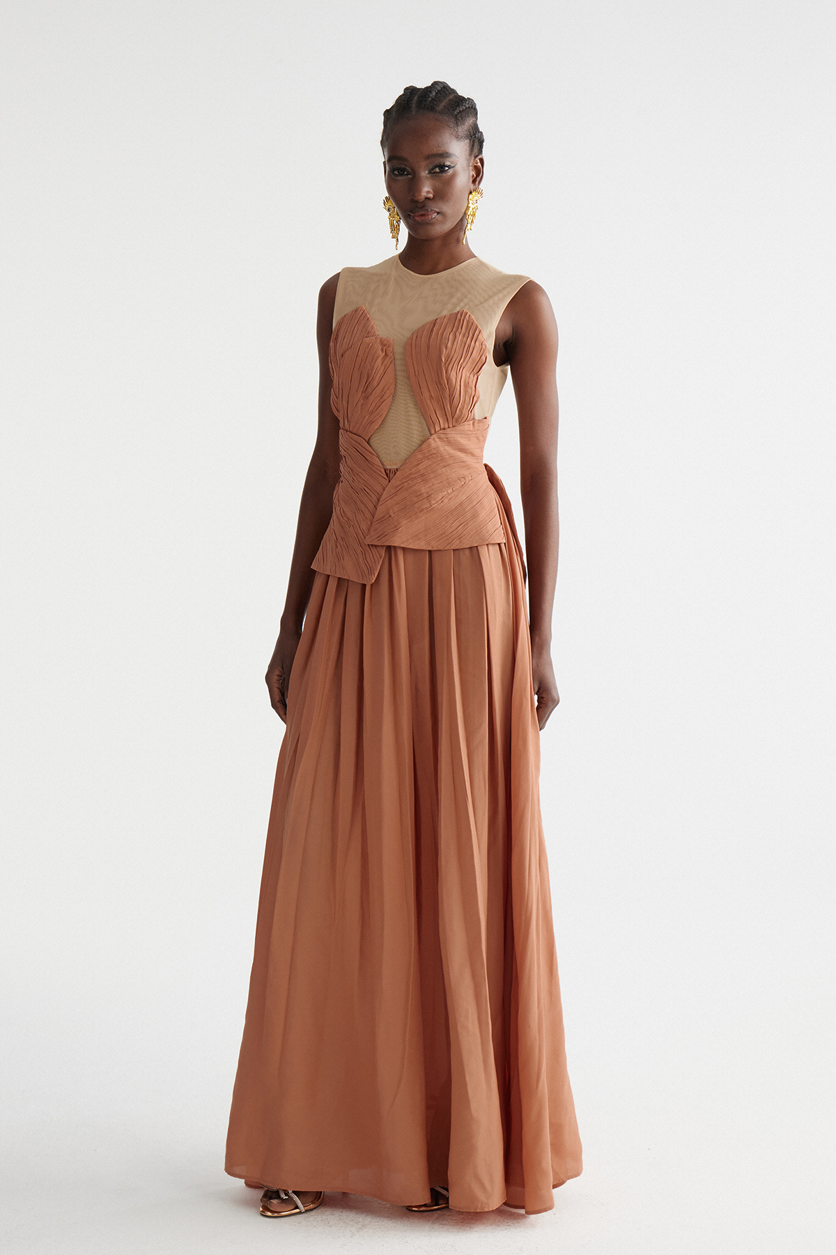 Feride Ruch Flower Mesh Maxi Dress