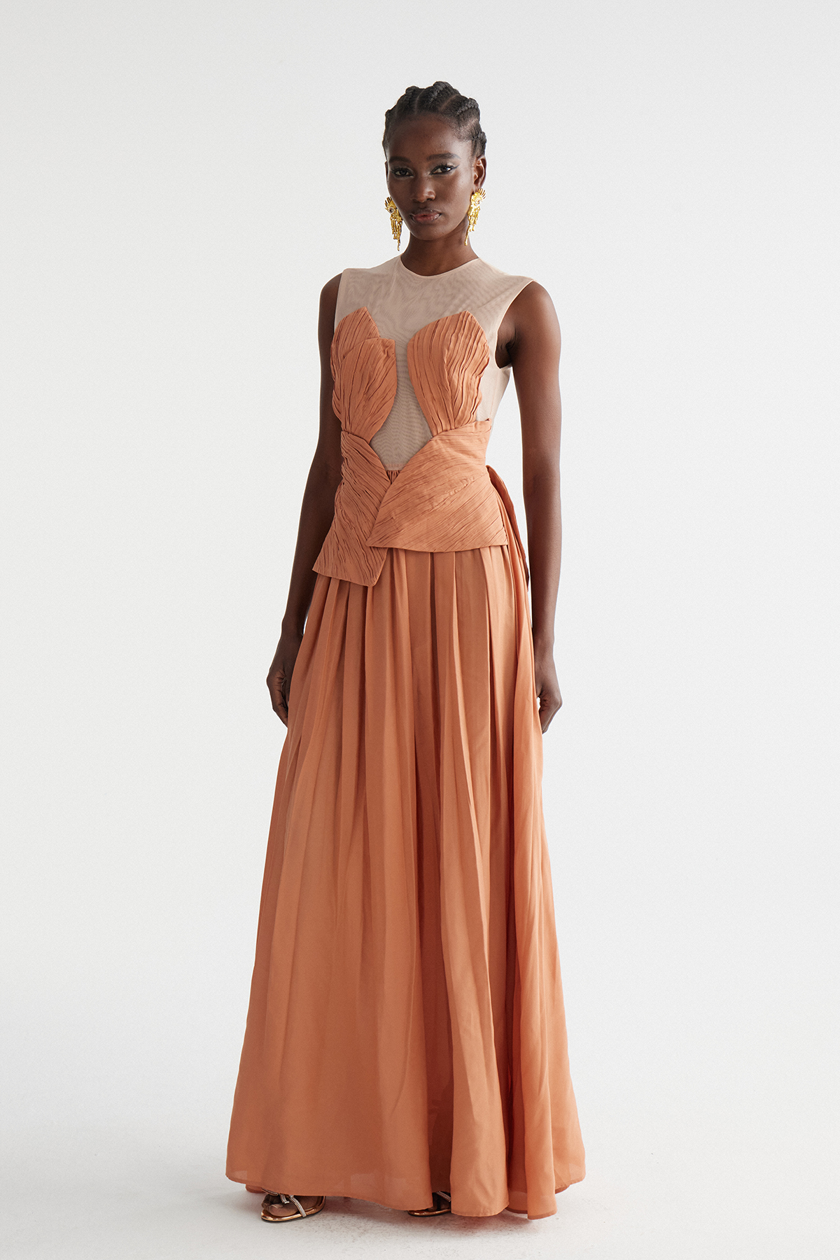 Feride Ruch Flower Mesh Maxi Dress