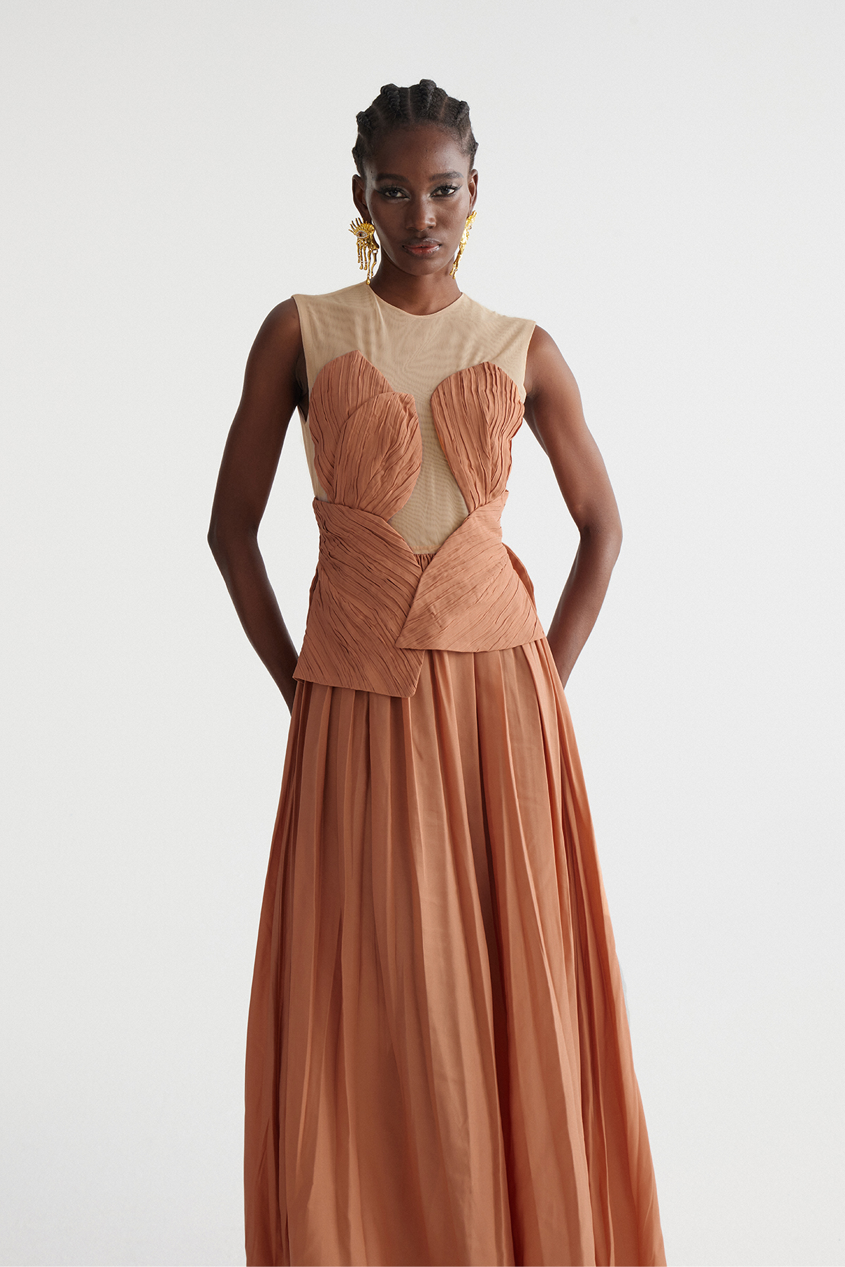 Feride Ruch Flower Mesh Maxi Dress
