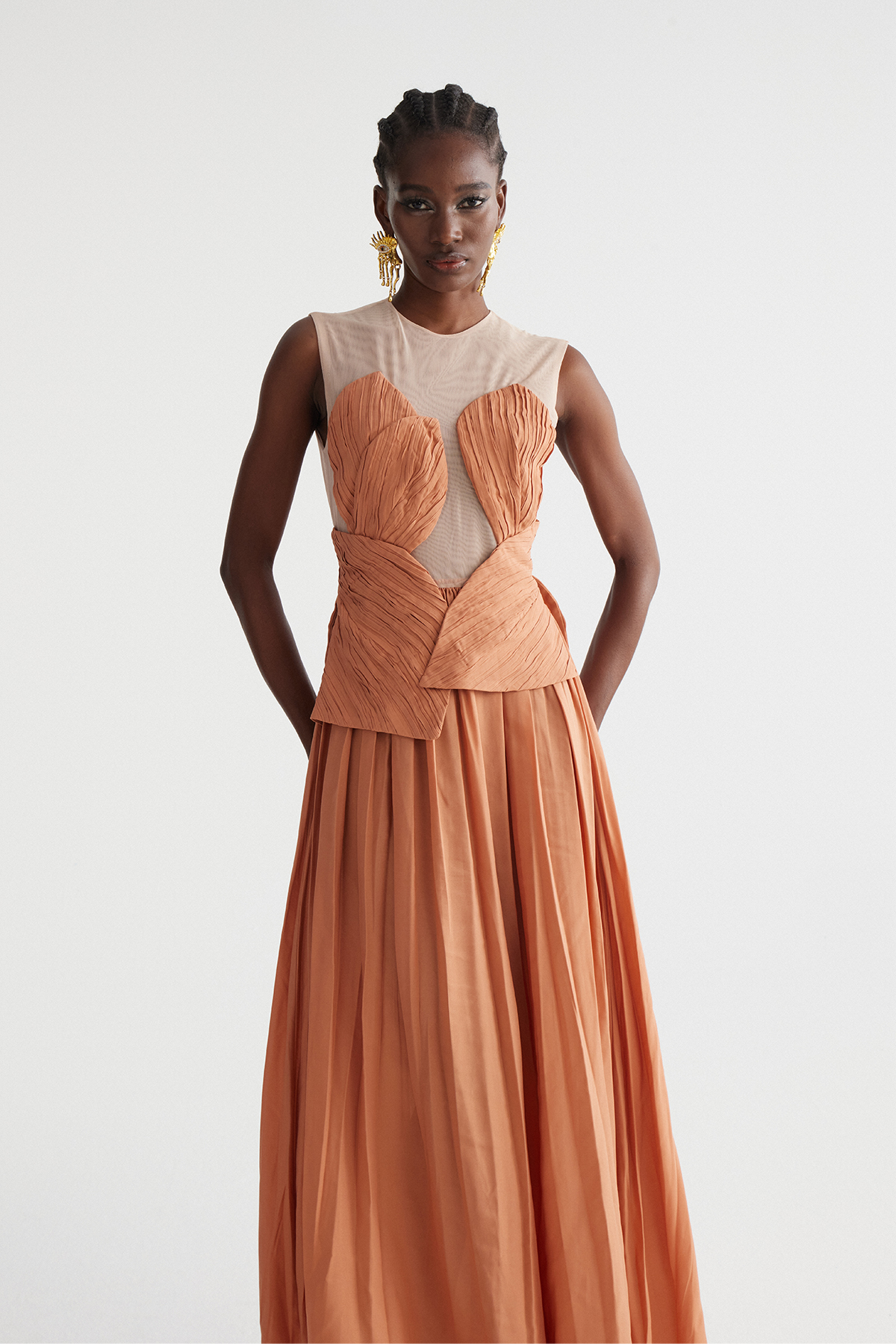 Feride Ruch Flower Mesh Maxi Dress
