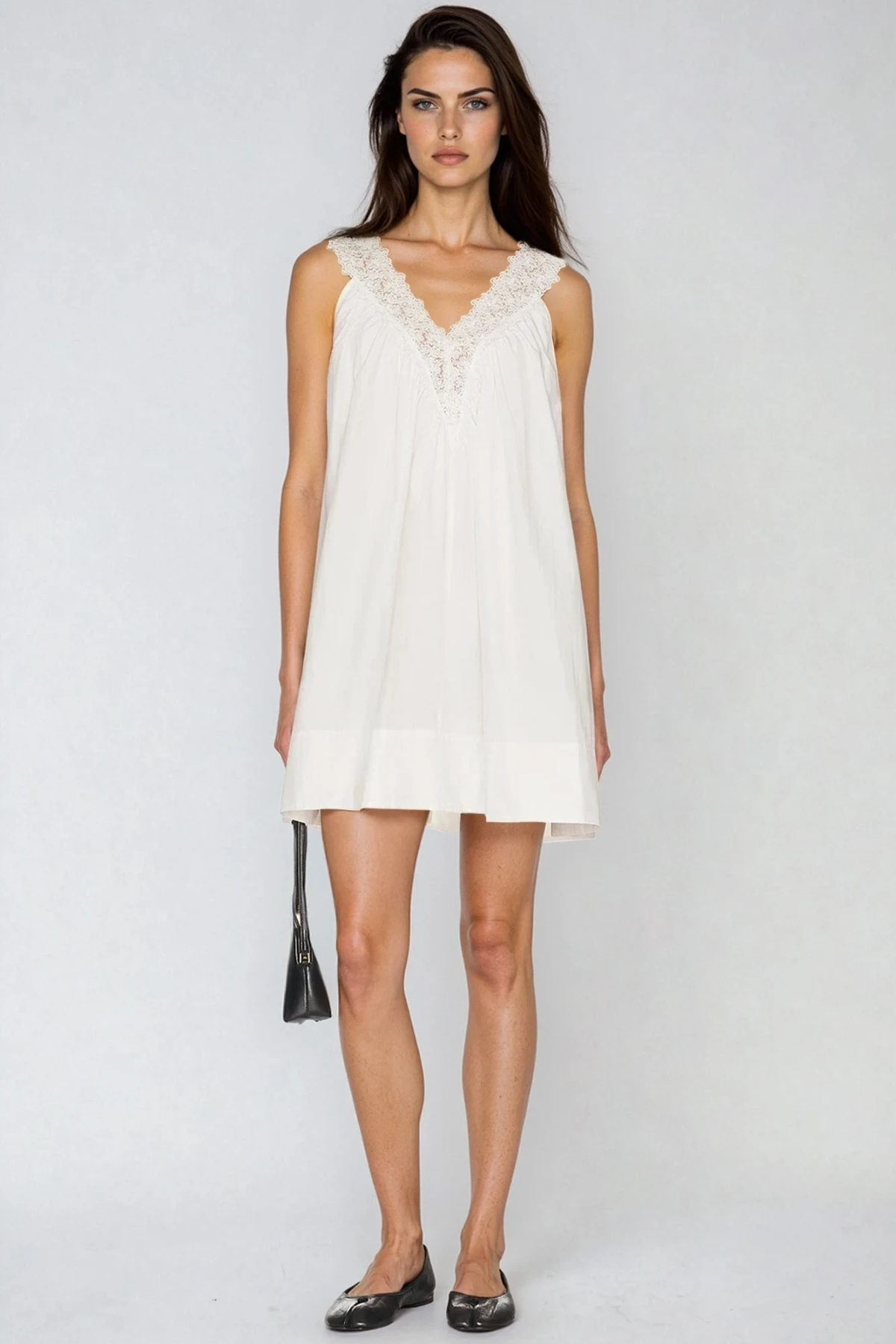 Ferko V Neck Lace Mini Dress