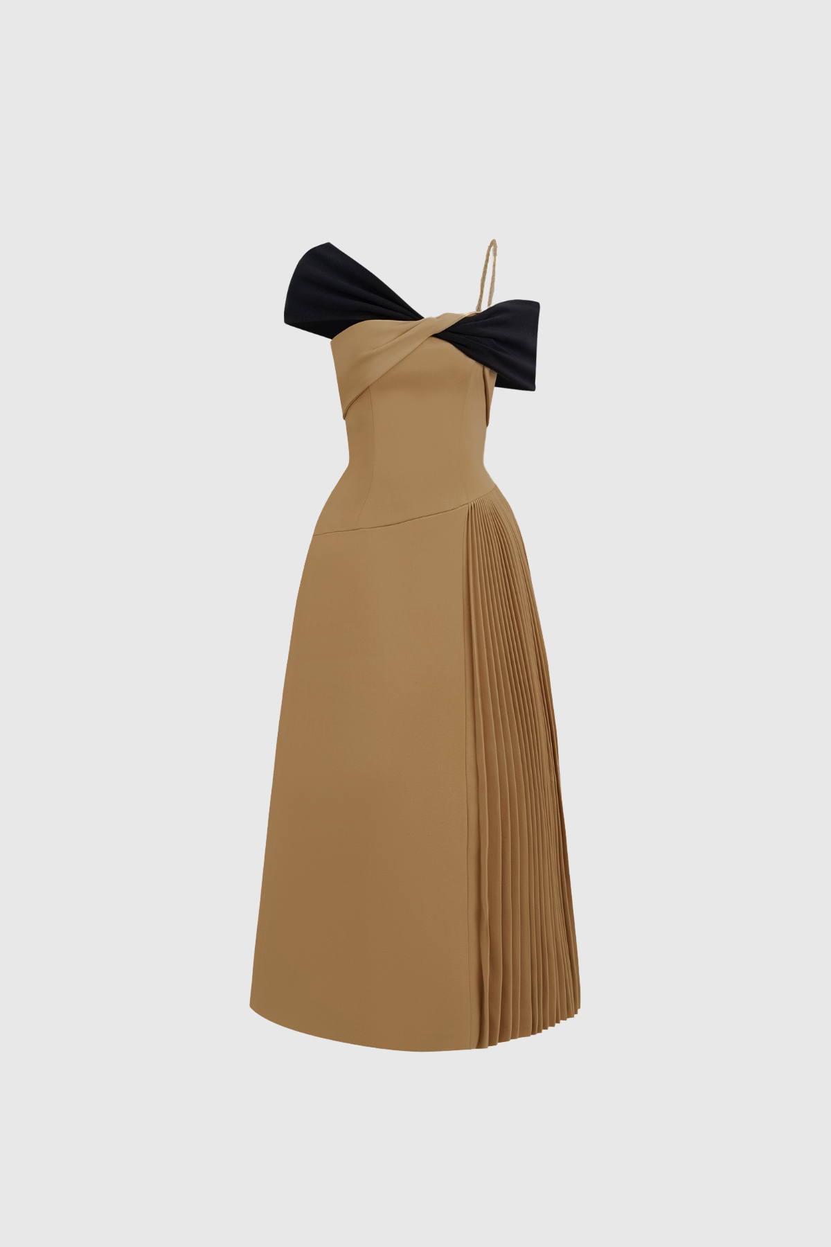 Fermina Asymmetric Colorblock Pleated Midi Dress