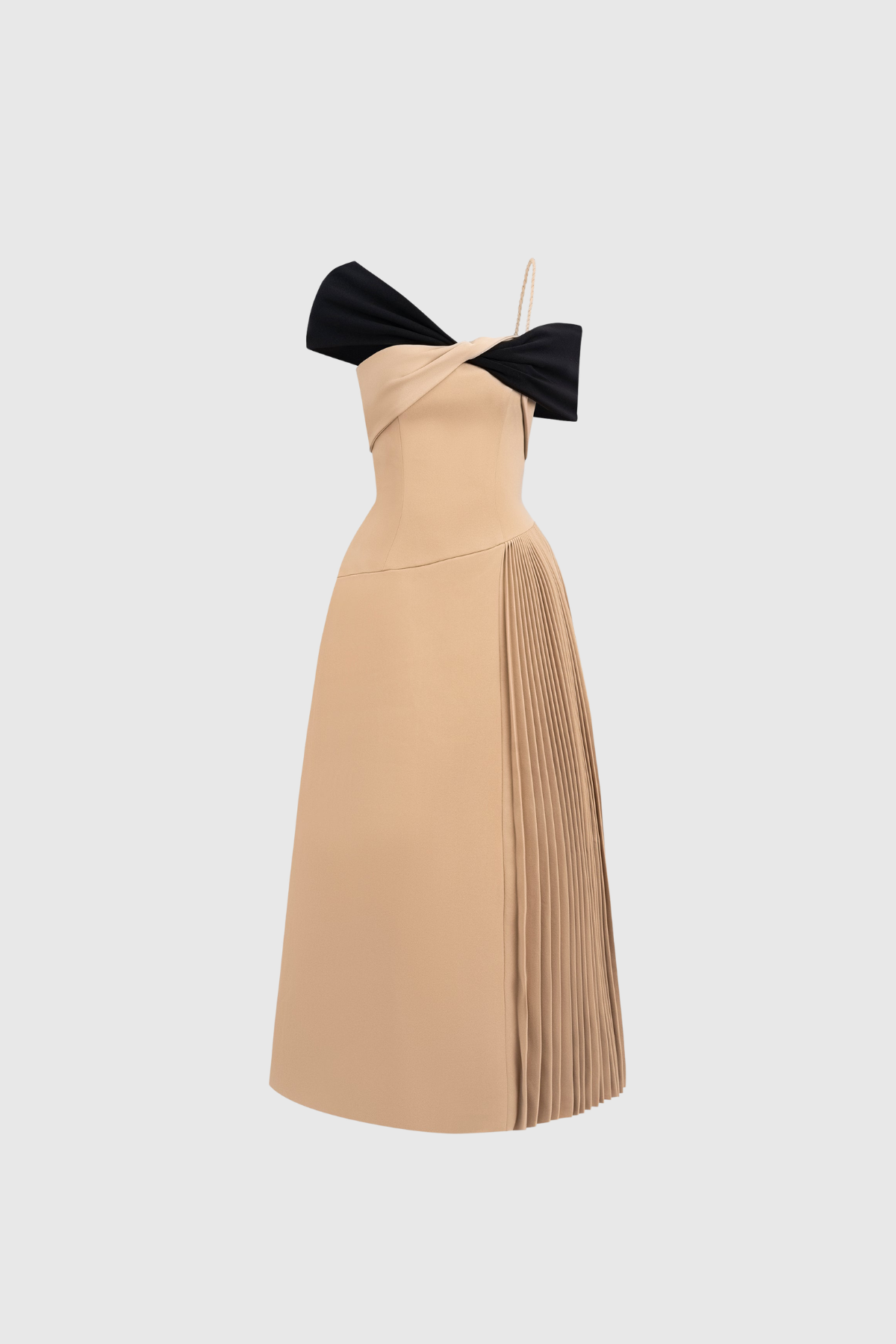 Fermina Asymmetric Colorblock Pleated Midi Dress