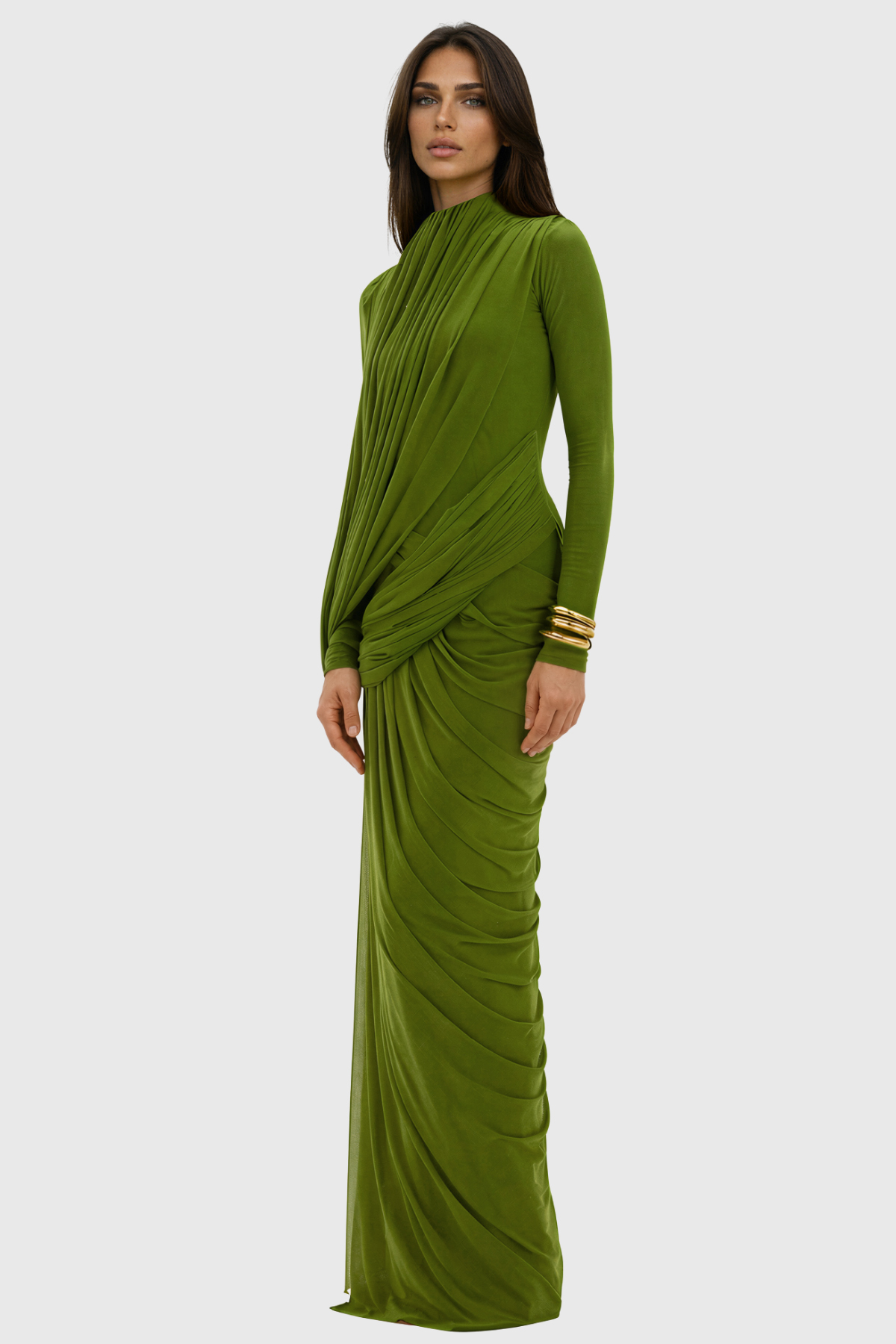 Fern Long Sleeve Draped Maxi Dress