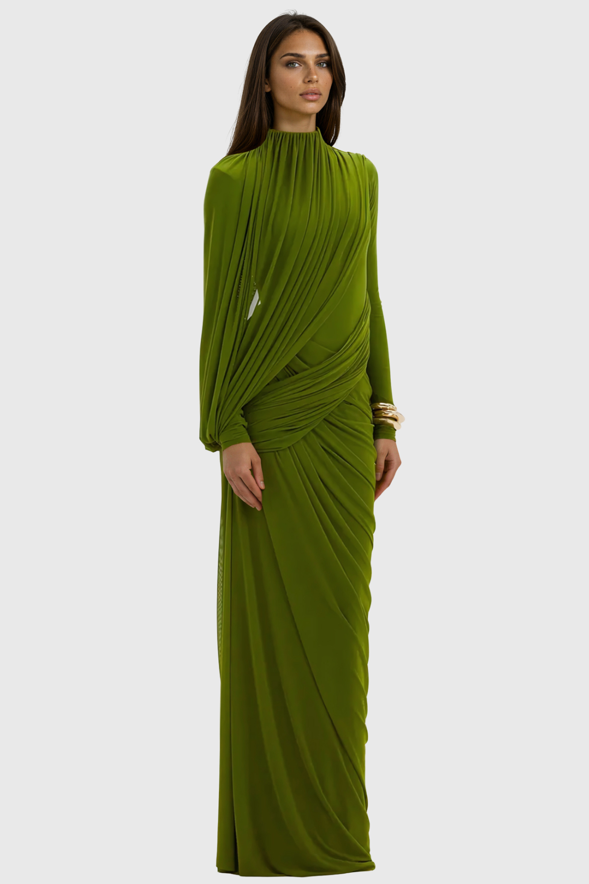Fern Long Sleeve Draped Maxi Dress