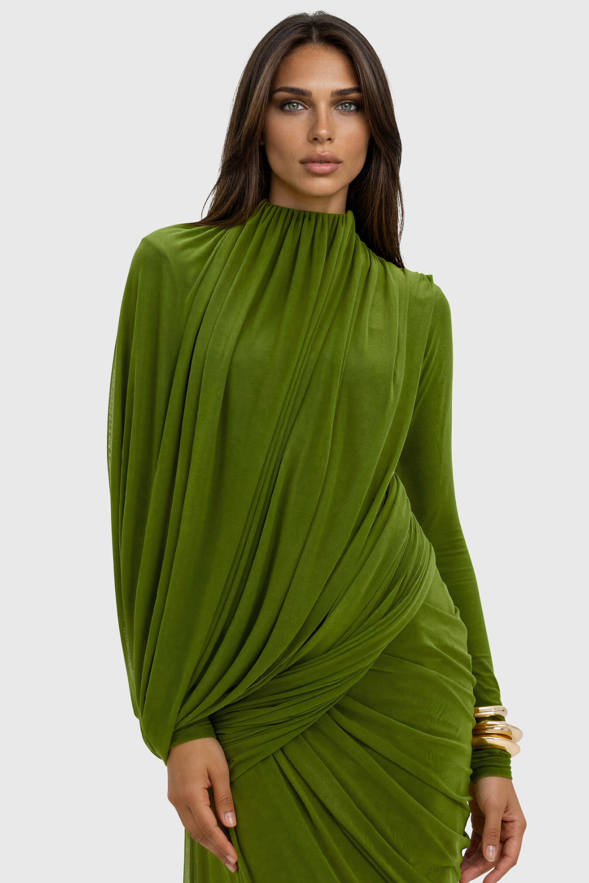 Fern Long Sleeve Draped Maxi Dress