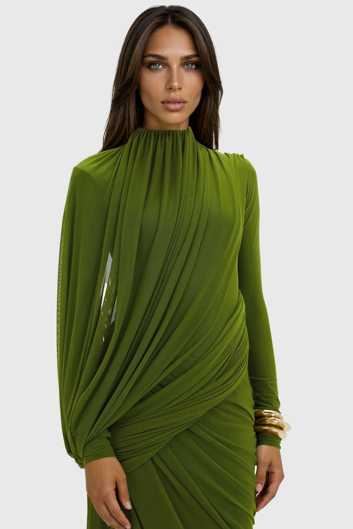 Fern Long Sleeve Draped Maxi Dress