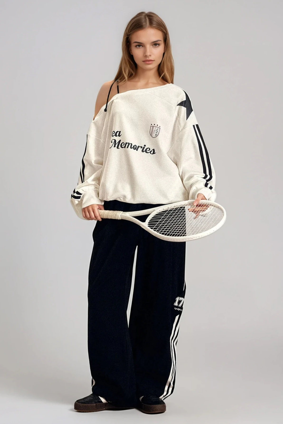 Ferne Stripe Print Top In White