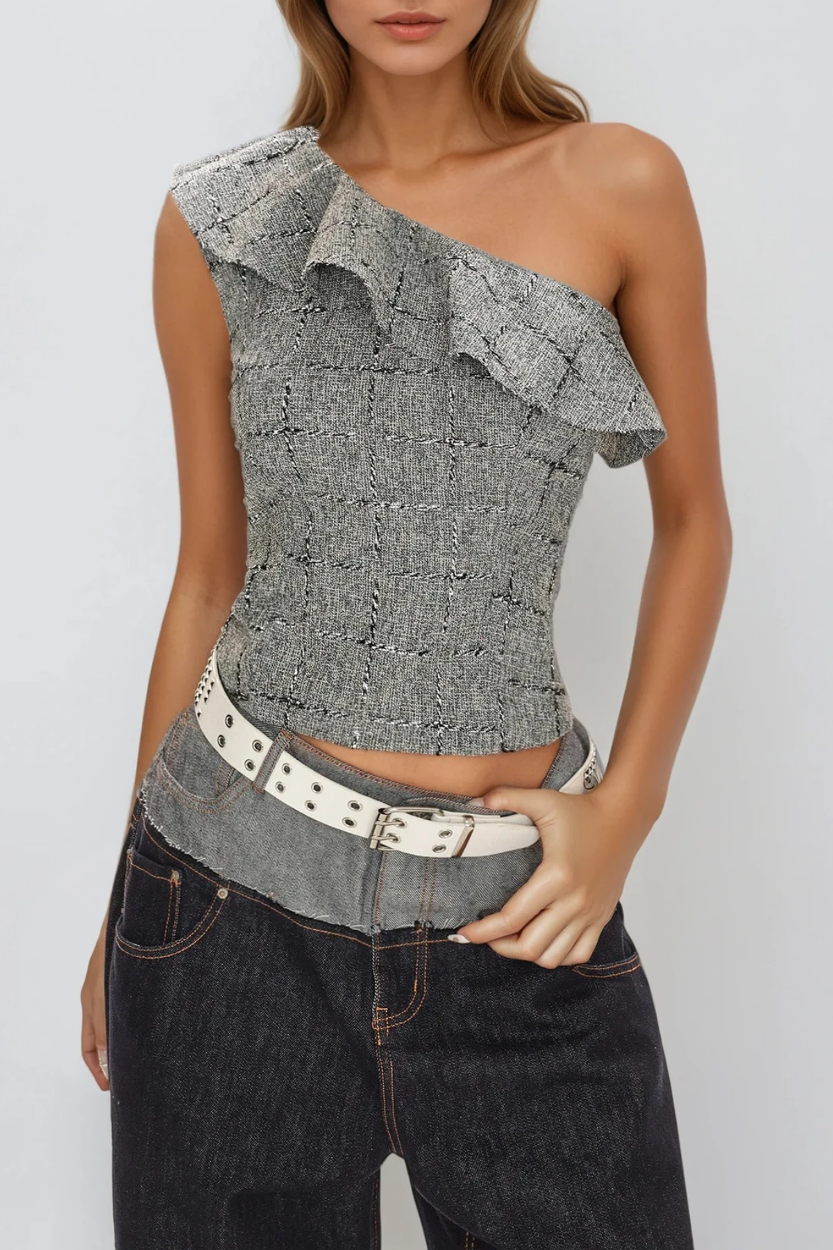 Feroze One Shoulder Ruffle Top