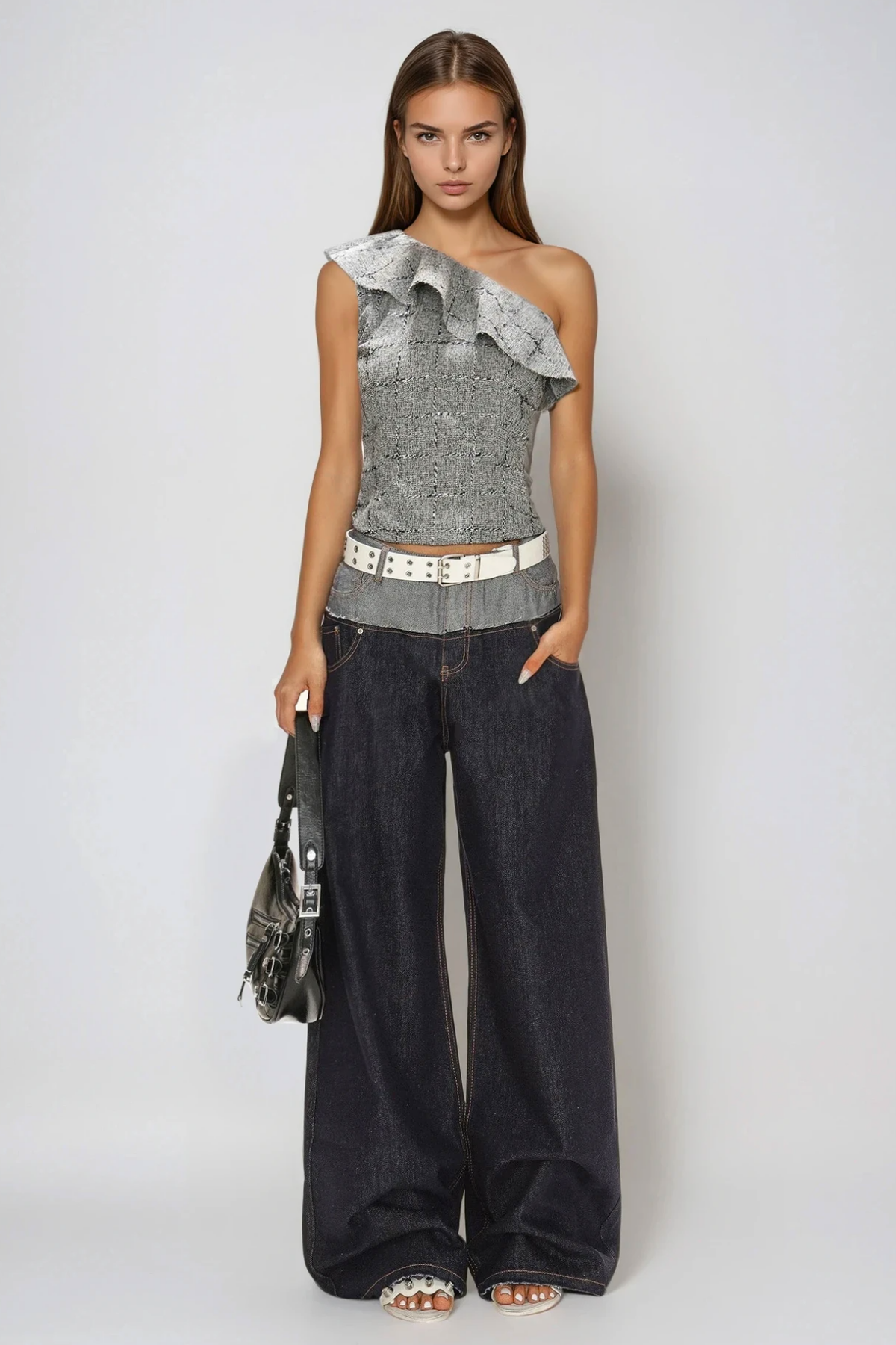 Feroze One Shoulder Ruffle Top