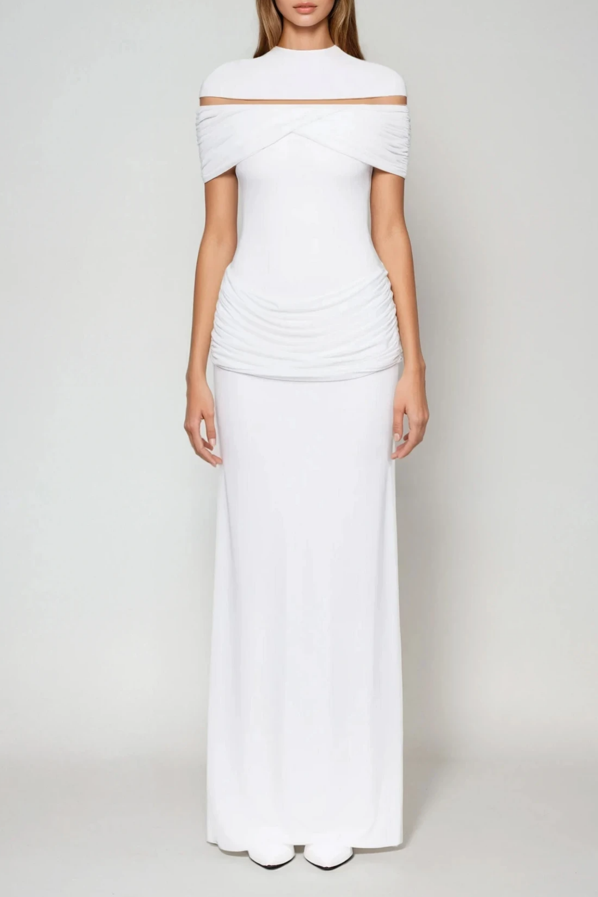 Ferran Ruch Mesh Maxi Dress In White
