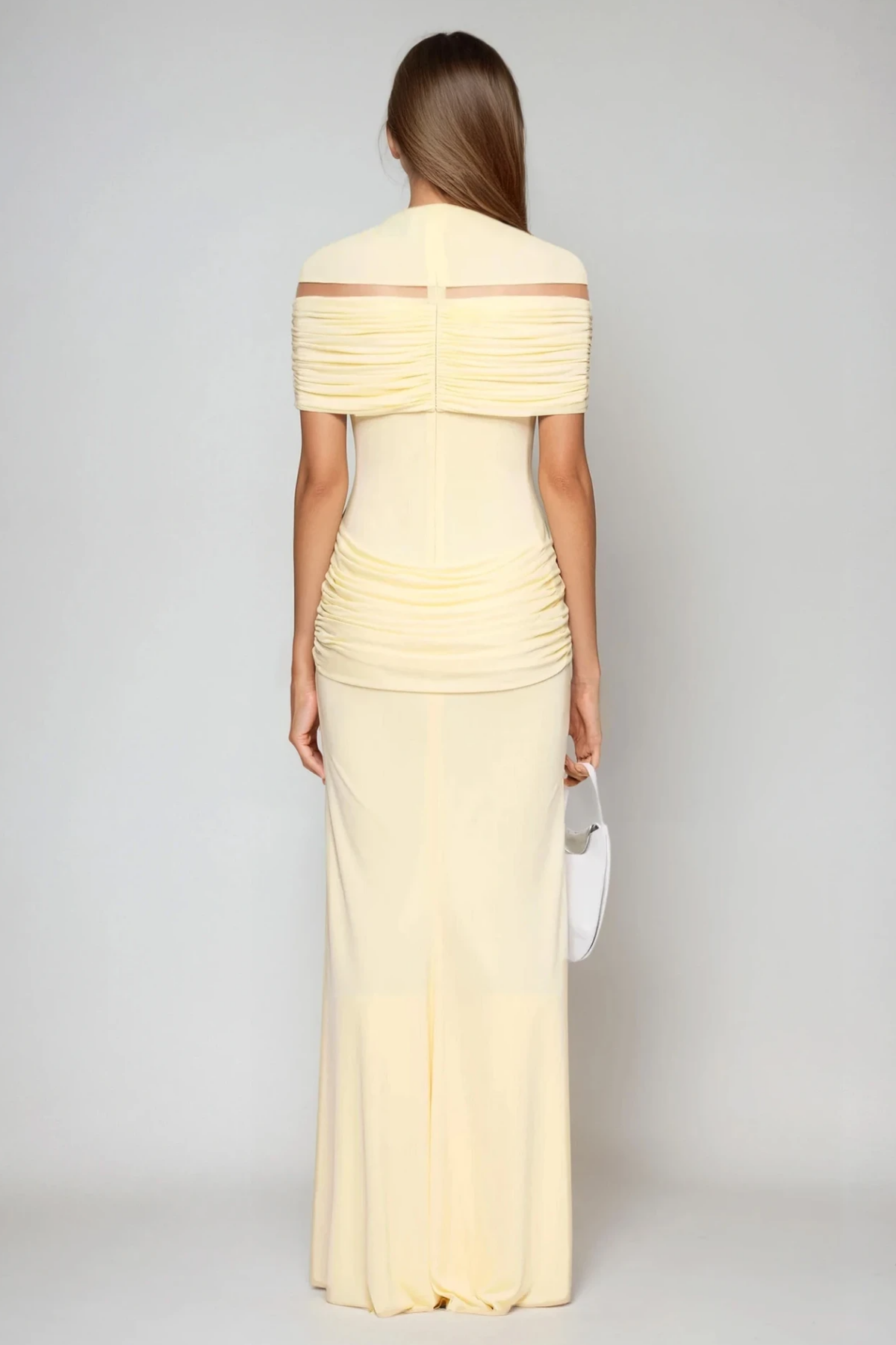Ferran Ruch Mesh Maxi Dress In Yellow