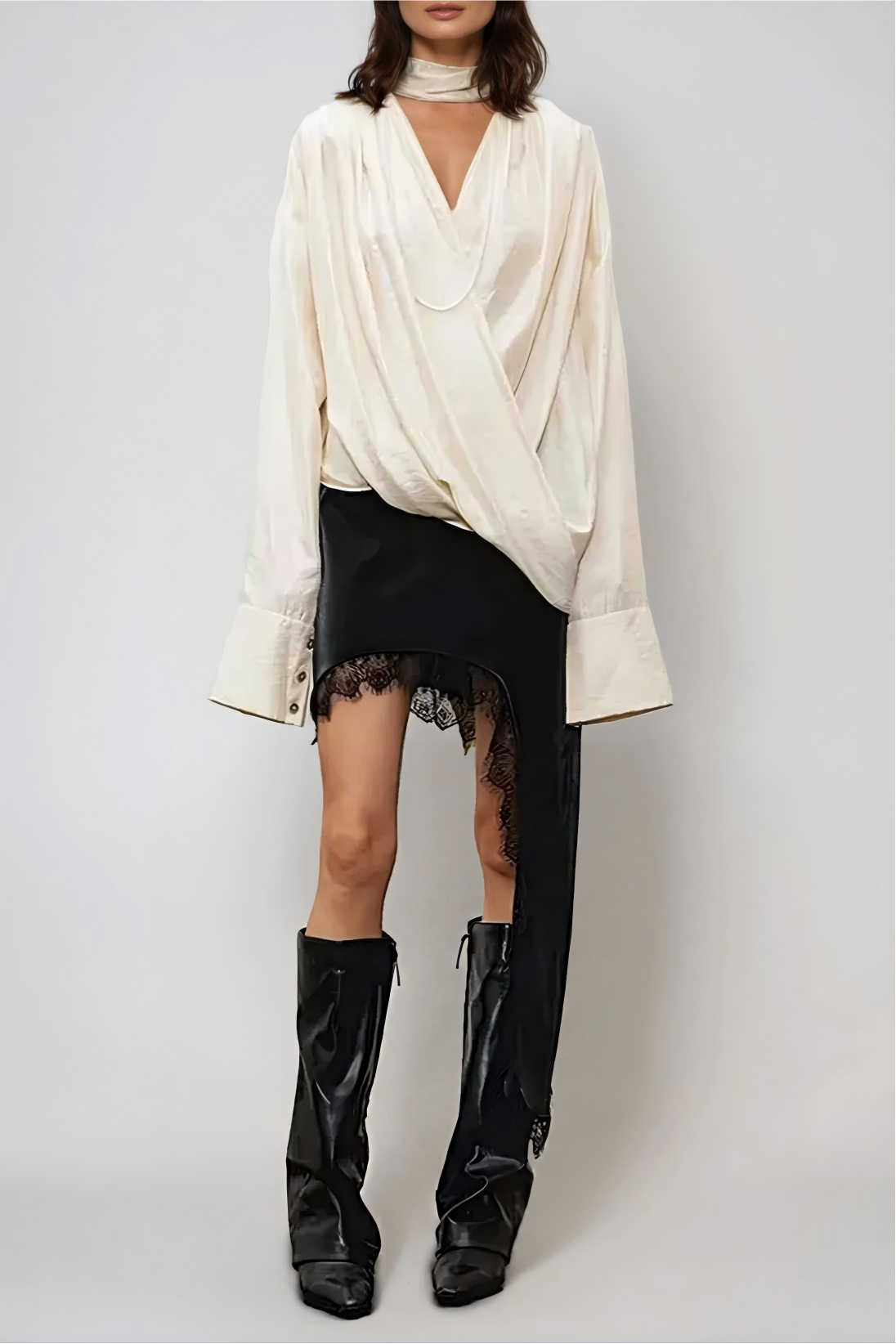 Feruza Draped Lace Skirt Set