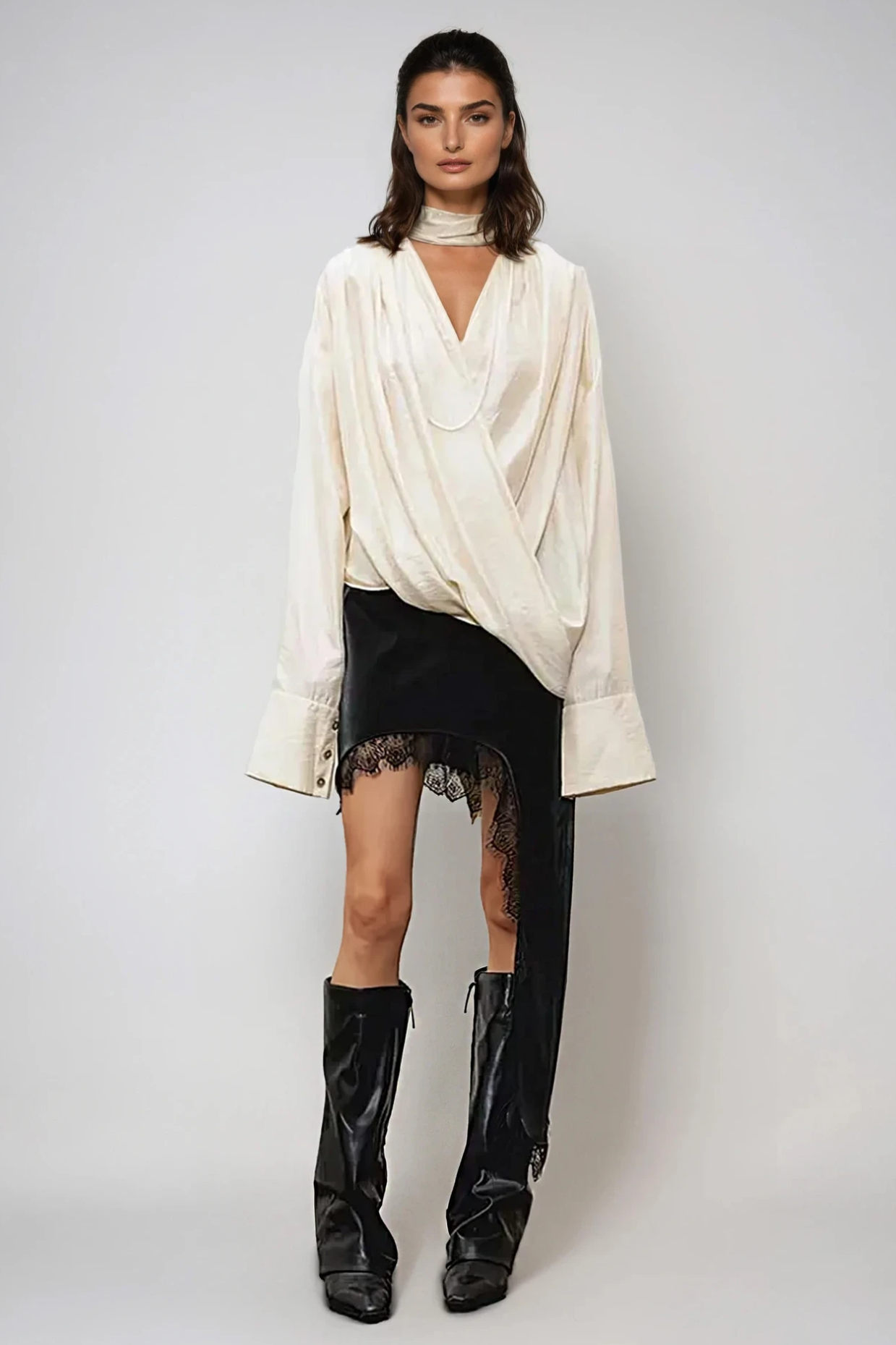 Feruza Draped Lace Skirt Set